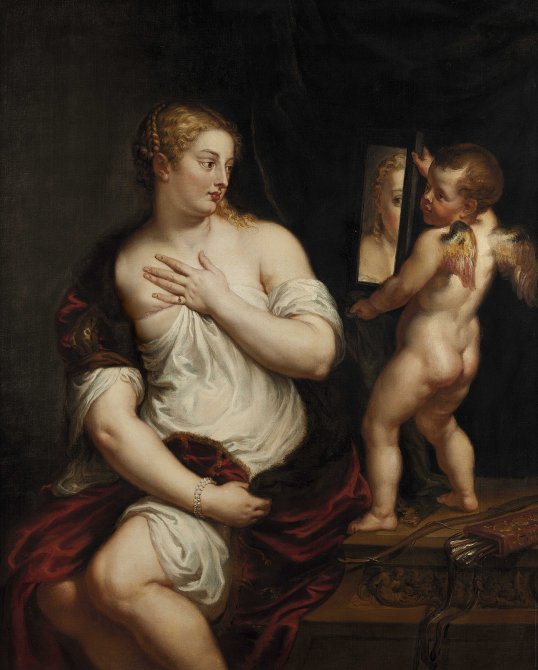 Peter Paul Rubens, Venus y Cupido. Fotomontaje: Jorge Salgado © Cultura en Vena, 2022 (Procedencia obra original: Museo Nacional Thyssen-Bornemisza, Madrid)