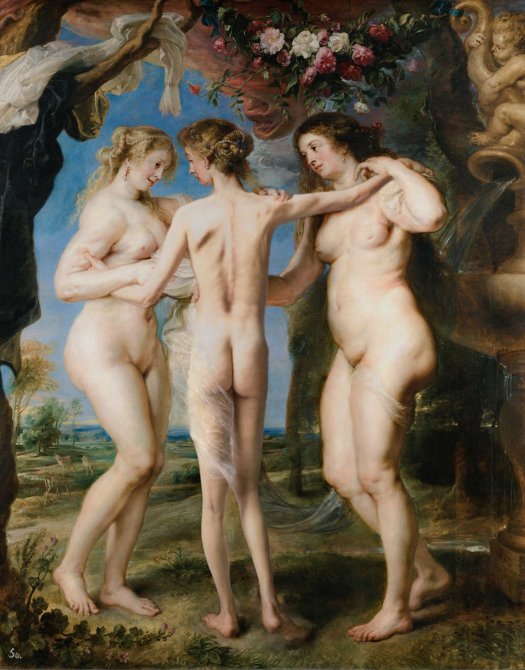 Peter Paul Rubens. Las tres Gracias  Fotomontaje: Jorge Salgado © Cultura en Vena, 2023. Procedencia obra original: Museo Nacional del Prado