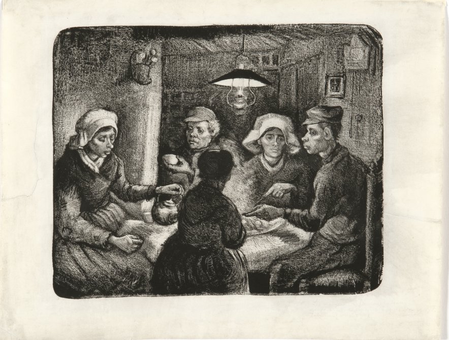 The Potato Eaters. Campesinos comiendo patatas, 1885
