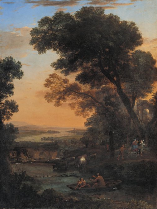 Paisaje idílico con la huida a Egipto