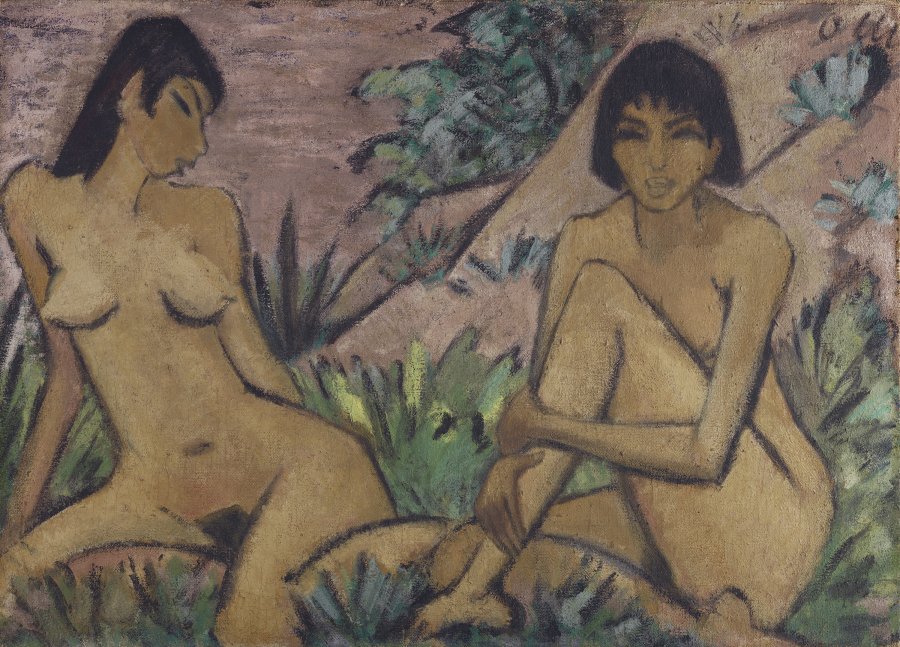 Dos desnudos femeninos en un paisaje