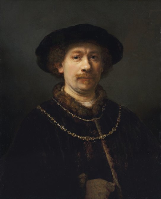 Self-portrait wearing a hat and two Chains. Autorretrato con gorra y dos cadenas, c. 1642-1643