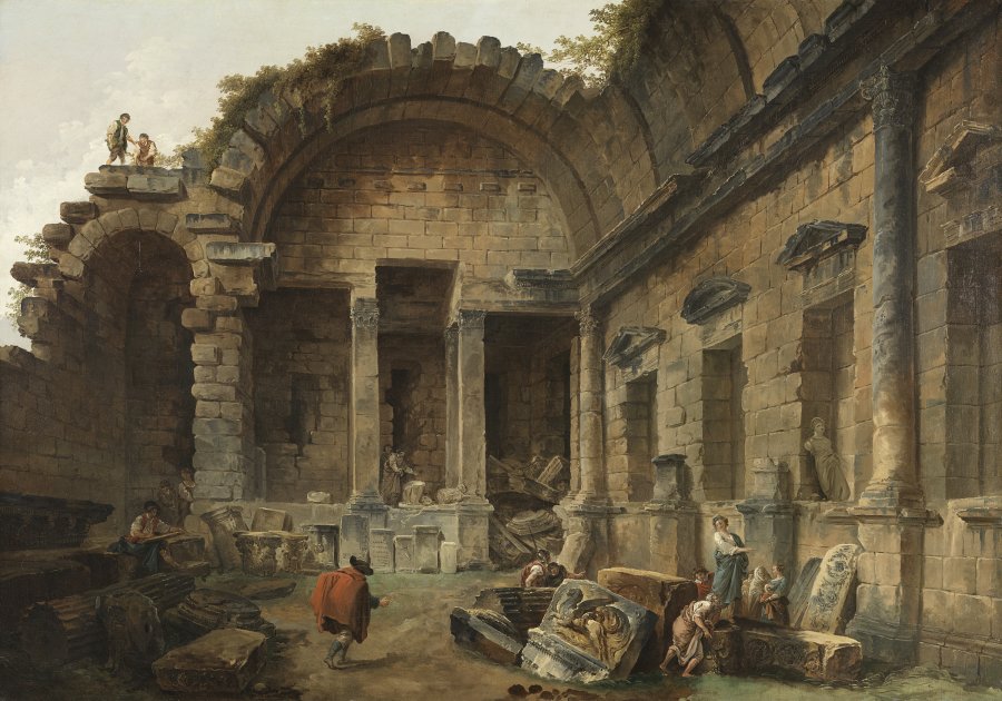 Interior del templo de Diana en Nîmes