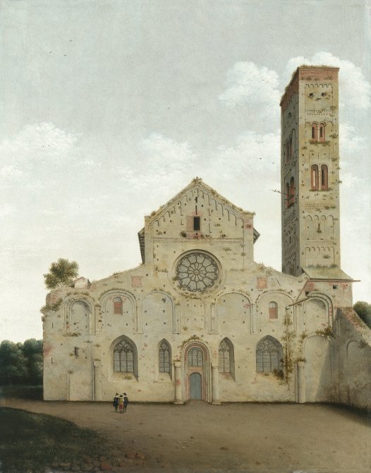 The West Façade of the Church of Saint Mary in Utrecht. La fachada occidental de la iglesia de Santa María de Utrecht, 1662