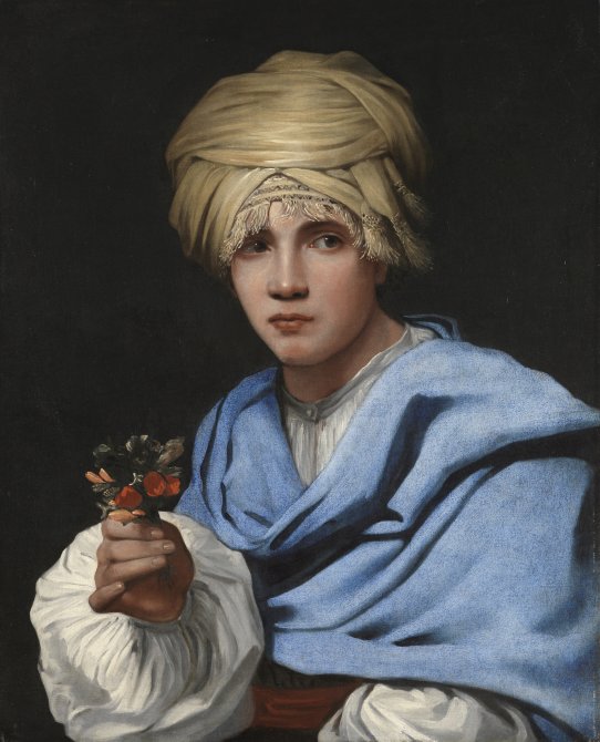 Muchacho con turbante y un ramillete de flores