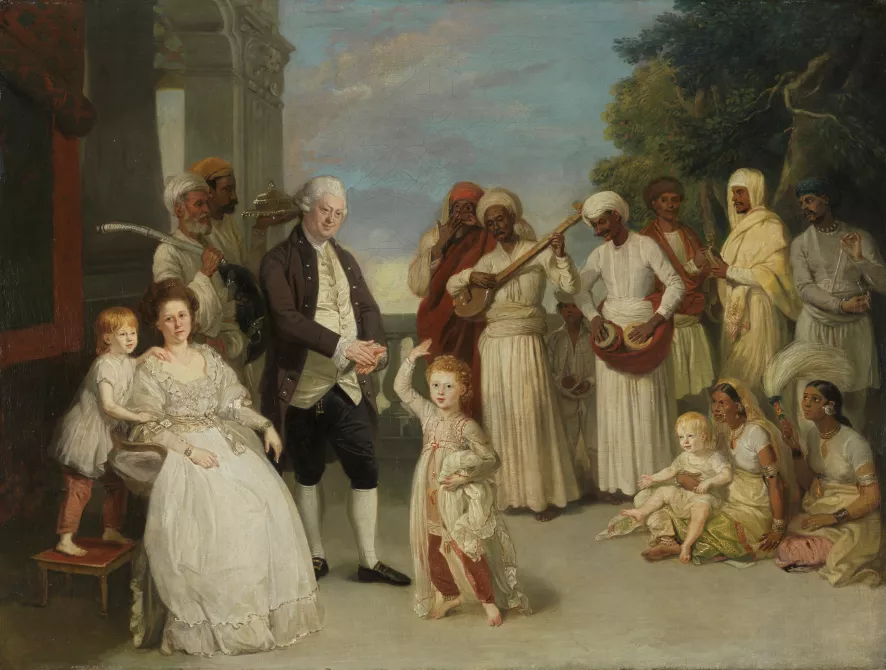 Retrato de grupo con sir Elijah y lady Impey