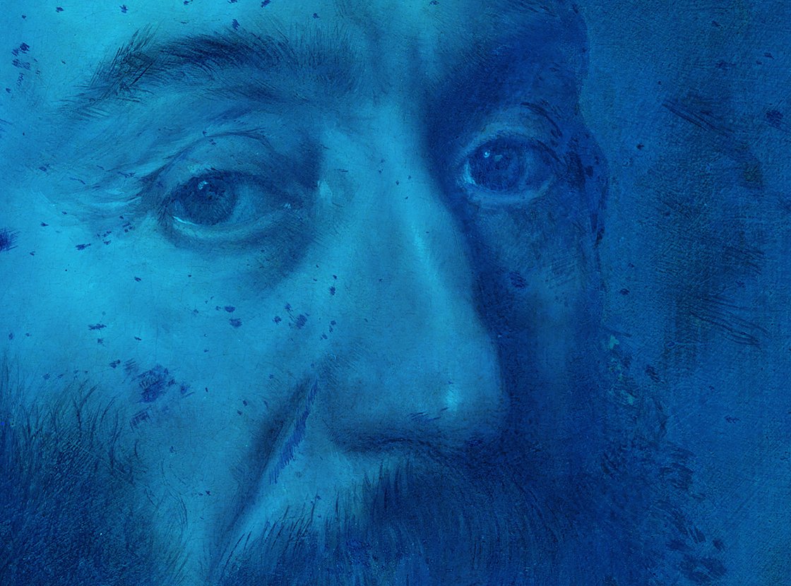 Detalle de la imagen ultravioleta de la obra de Antonio Moro "Retrato de Giovanni Battista di Castaldo" Detalle de la imagen ultravioleta de la obra de Antonio Moro "Retrato de Giovanni Battista di Castaldo"