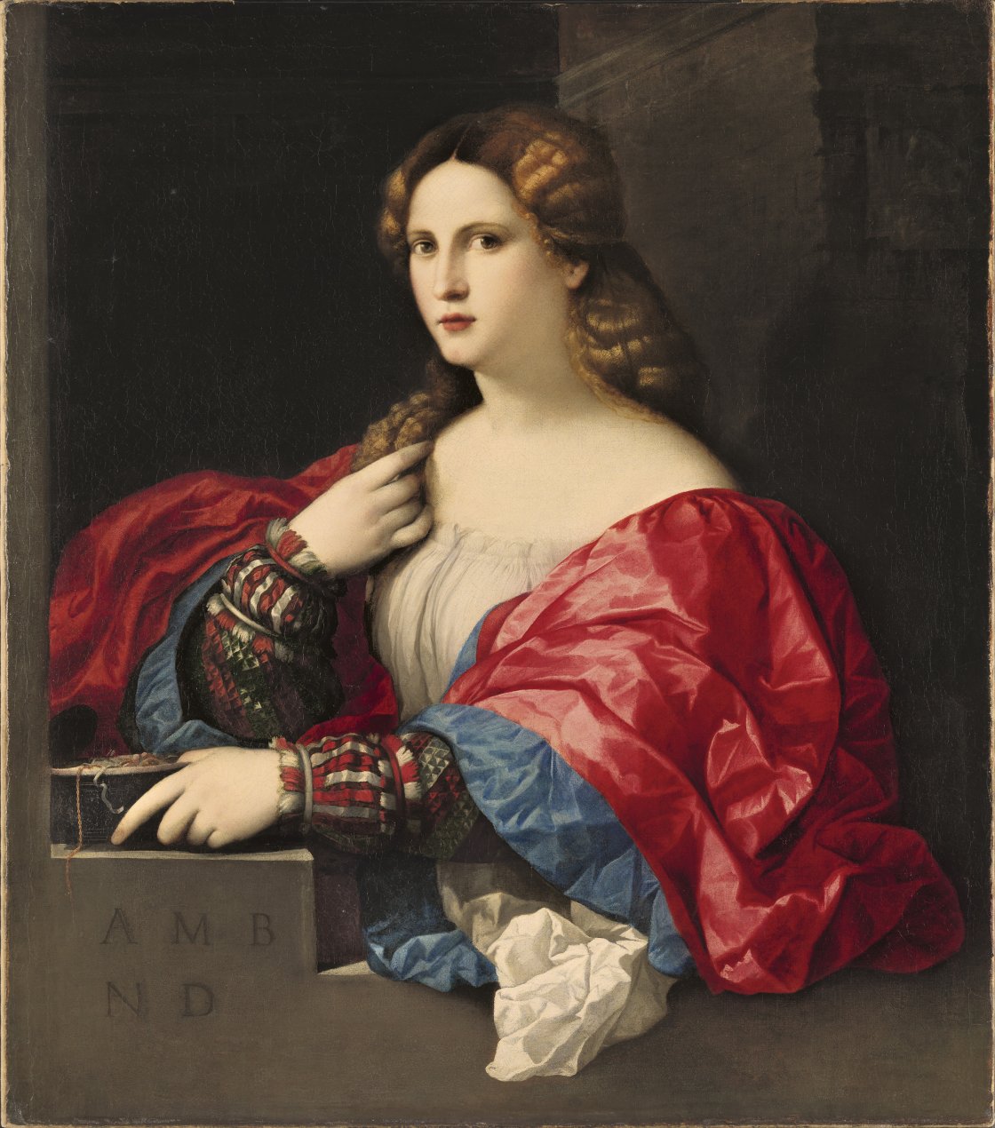 Portrait of a Young Woman Known as "La Bella". Retrato de una mujer joven llamada "La Bella", c. 1518-20