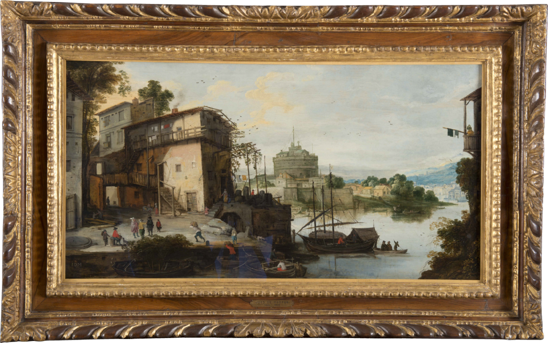 Master of the Monogram IDM (Circle of Joos de Momper?). View of a River Port with the Castel Sant'Angelo Master of the Monogram IDM (Circle of Joos de Momper?). View of a River Port with the Castel Sant'Angelo