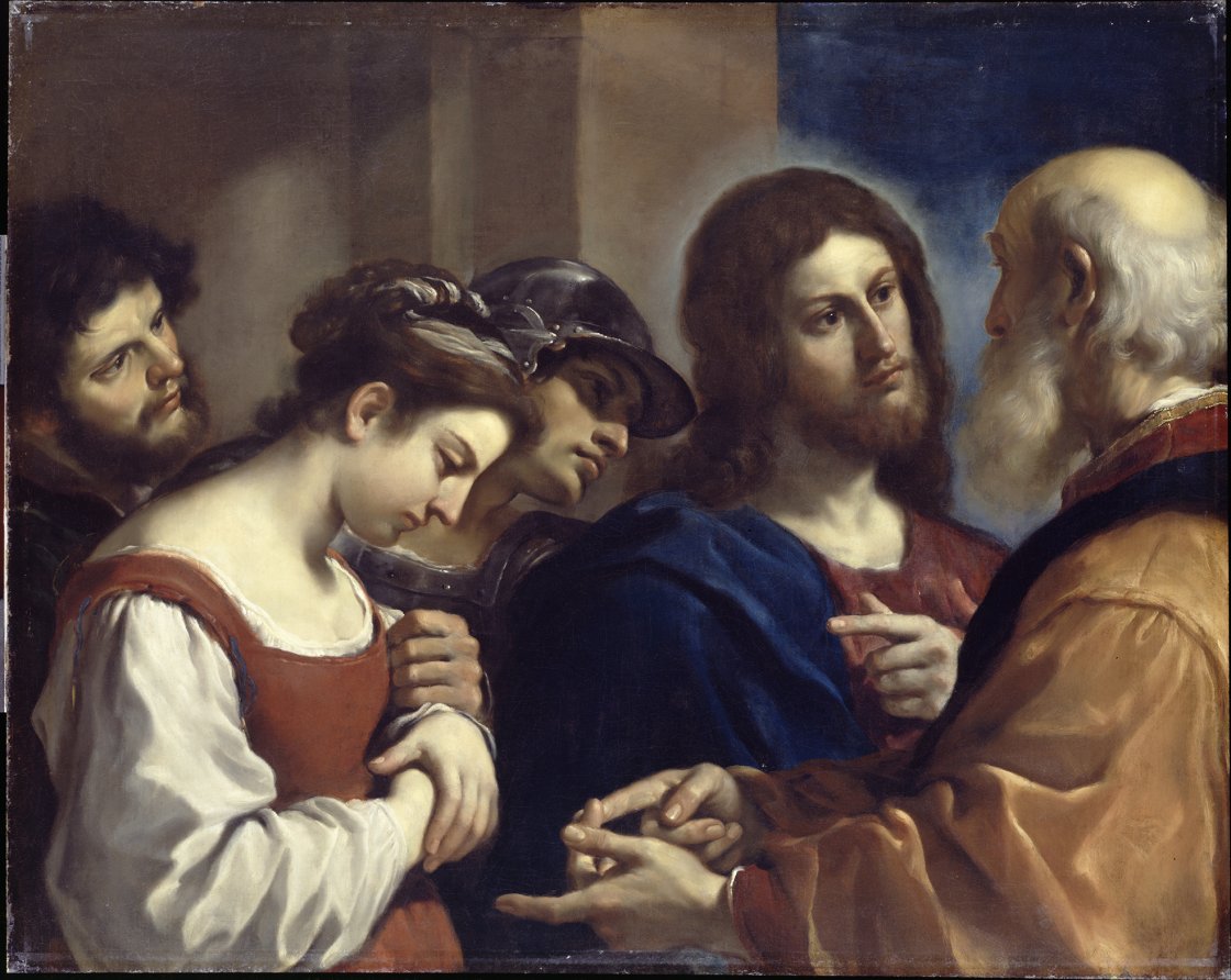 Guercino (Giovanni Francesco Barbieri). The Woman taken in Adultery, c. 1621