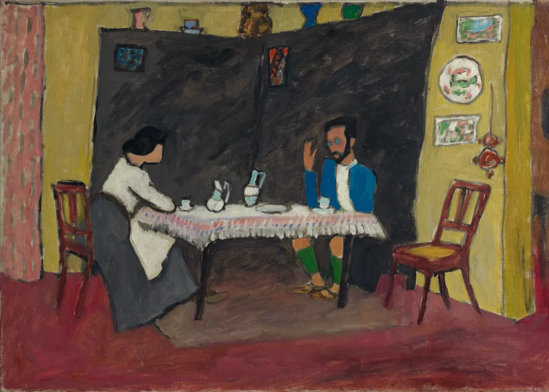Gabriele Münter. Kandinsky y Erma Bossi sentados a la mesa, 1909-1910 Gabriele Münter. Kandinsky y Erma Bossi sentados a la mesa, 1909-1910