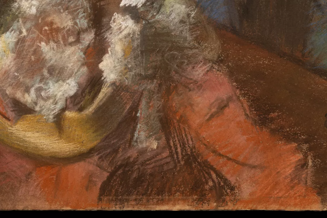 Detalle de la obra “En la sombrerería”, de Edgar Degas
