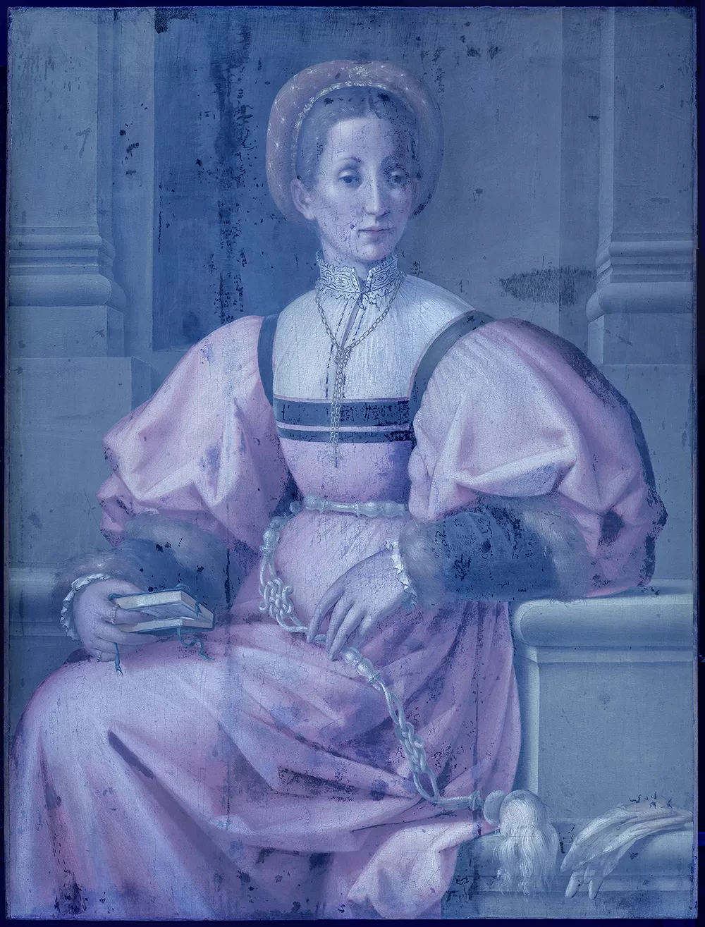 Imagen ultravioleta de la obra de Pier Francesco Foschi “Retrato de una dama”