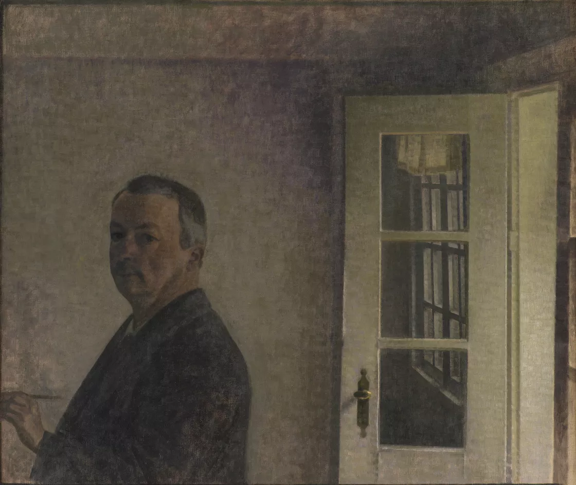 Vilhelm Hammershøi. Autorretrato. La casa de campo Spurveskjul en Sorgenfri, al norte de Copenhague Vilhelm Hammershøi. Autorretrato. La casa de campo Spurveskjul en Sorgenfri, al norte de Copenhague