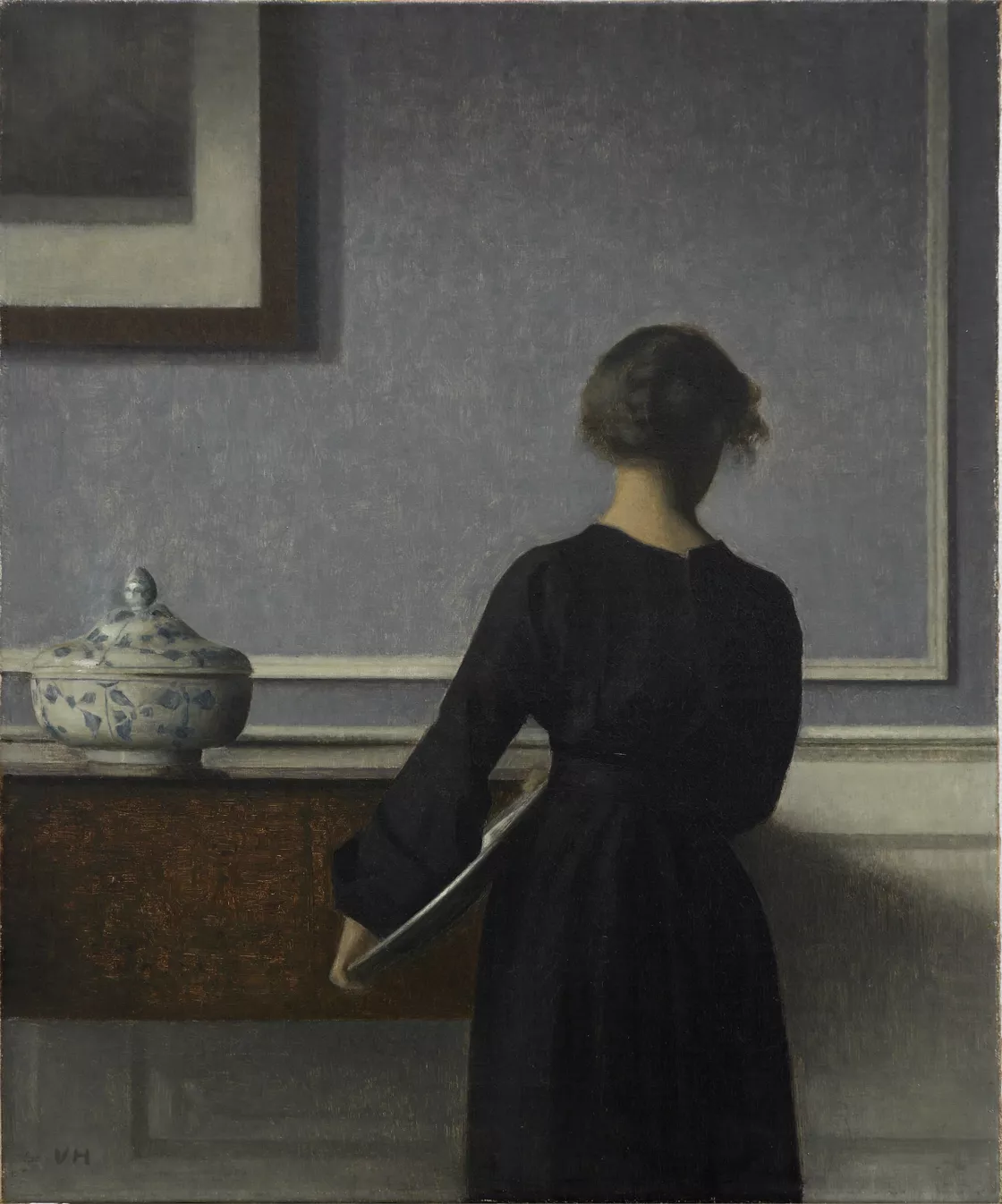 Vilhelm Hammershøi. Interior, mujer vista de espaldas, hacia 1904 Vilhelm Hammershøi. Interior, mujer vista de espaldas, hacia 1904
