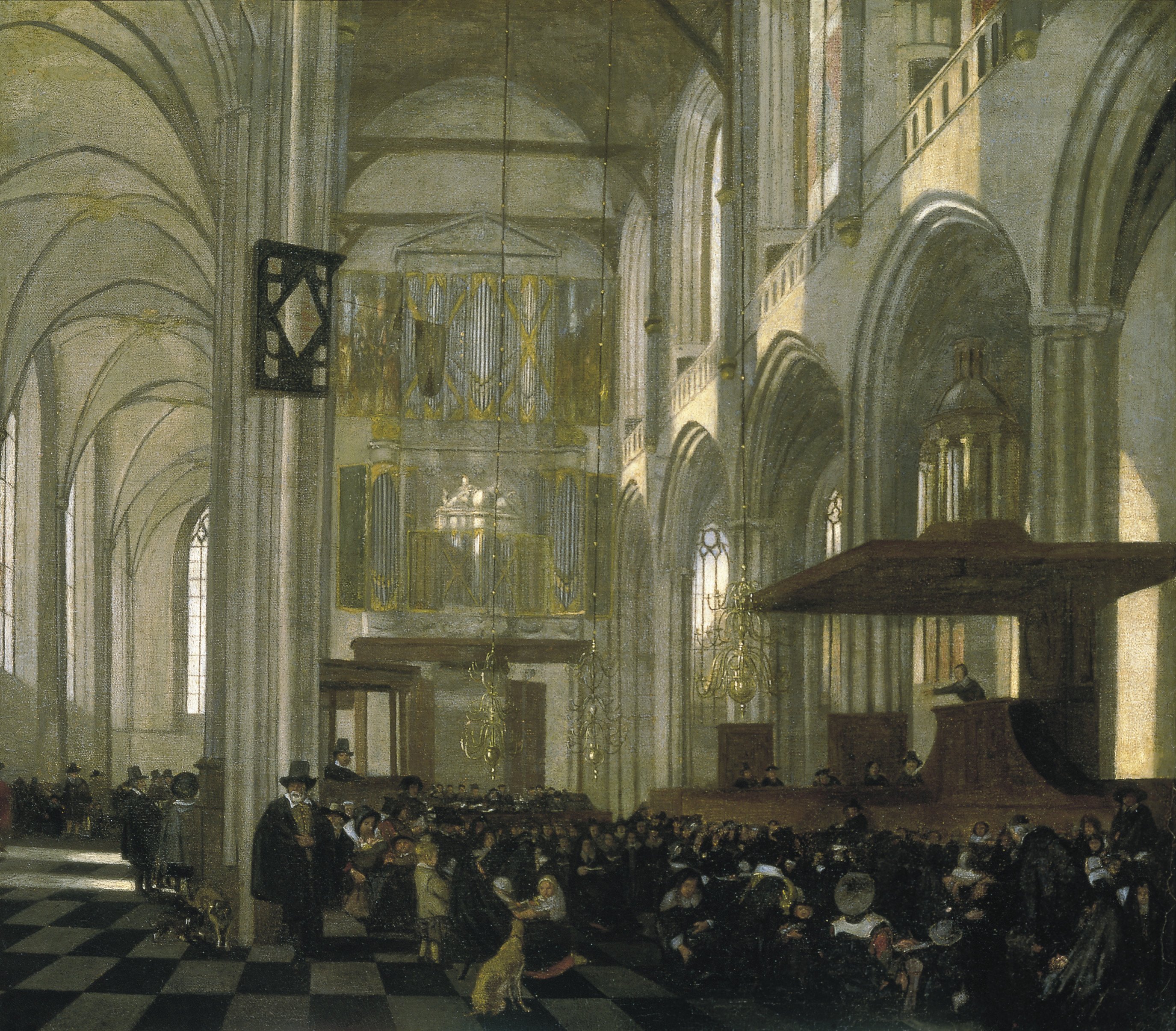 Interior of the Nieuwe Kerk, Amsterdam, during a Service Witte, Emanuel de. Museo Nacional Interior of the Nieuwe Kerk, Amsterdam, during a Service Witte, Emanuel de. Museo Nacional