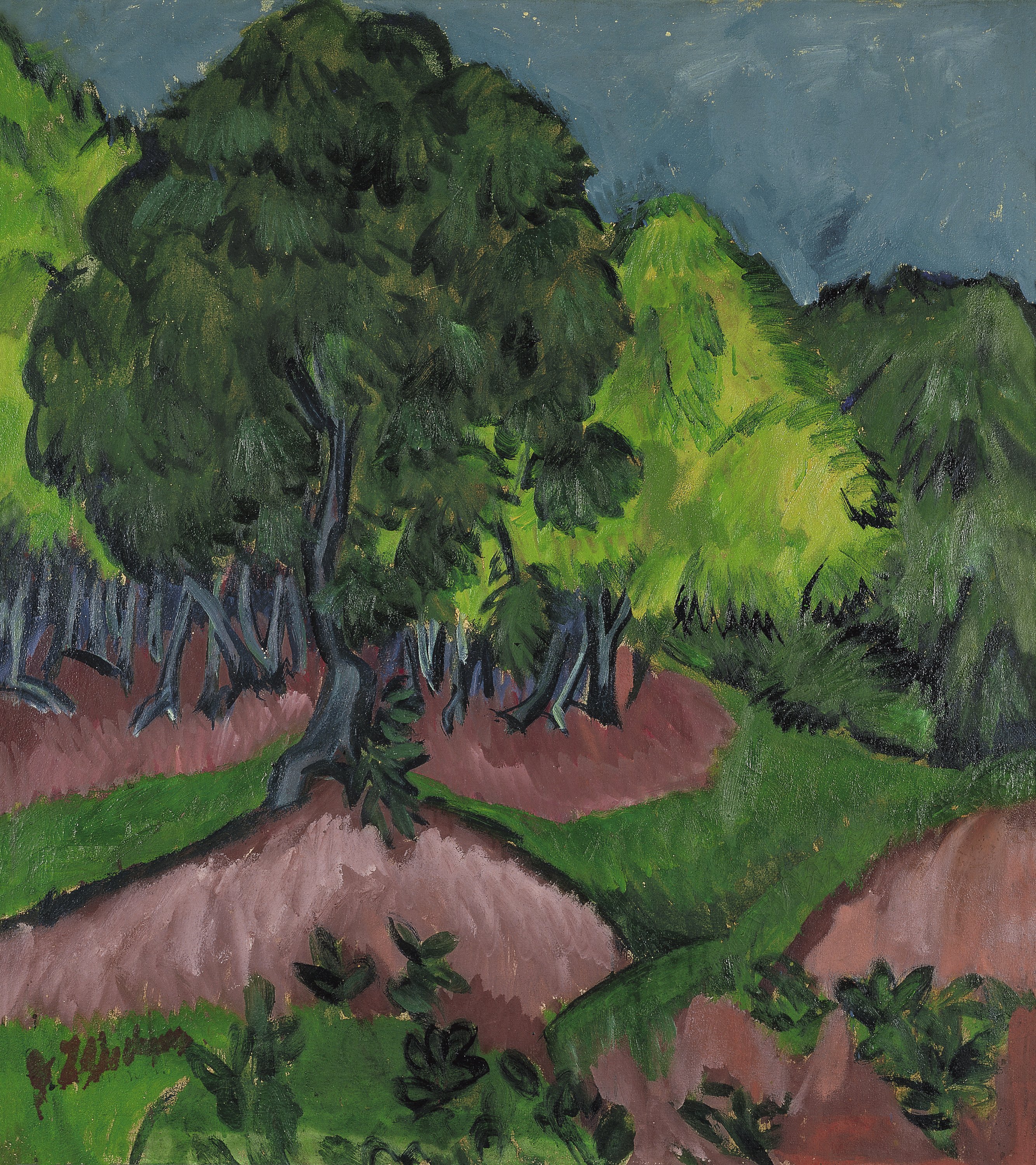 KIRCHNER ERNST LUDWIG. Paisaje con castaño