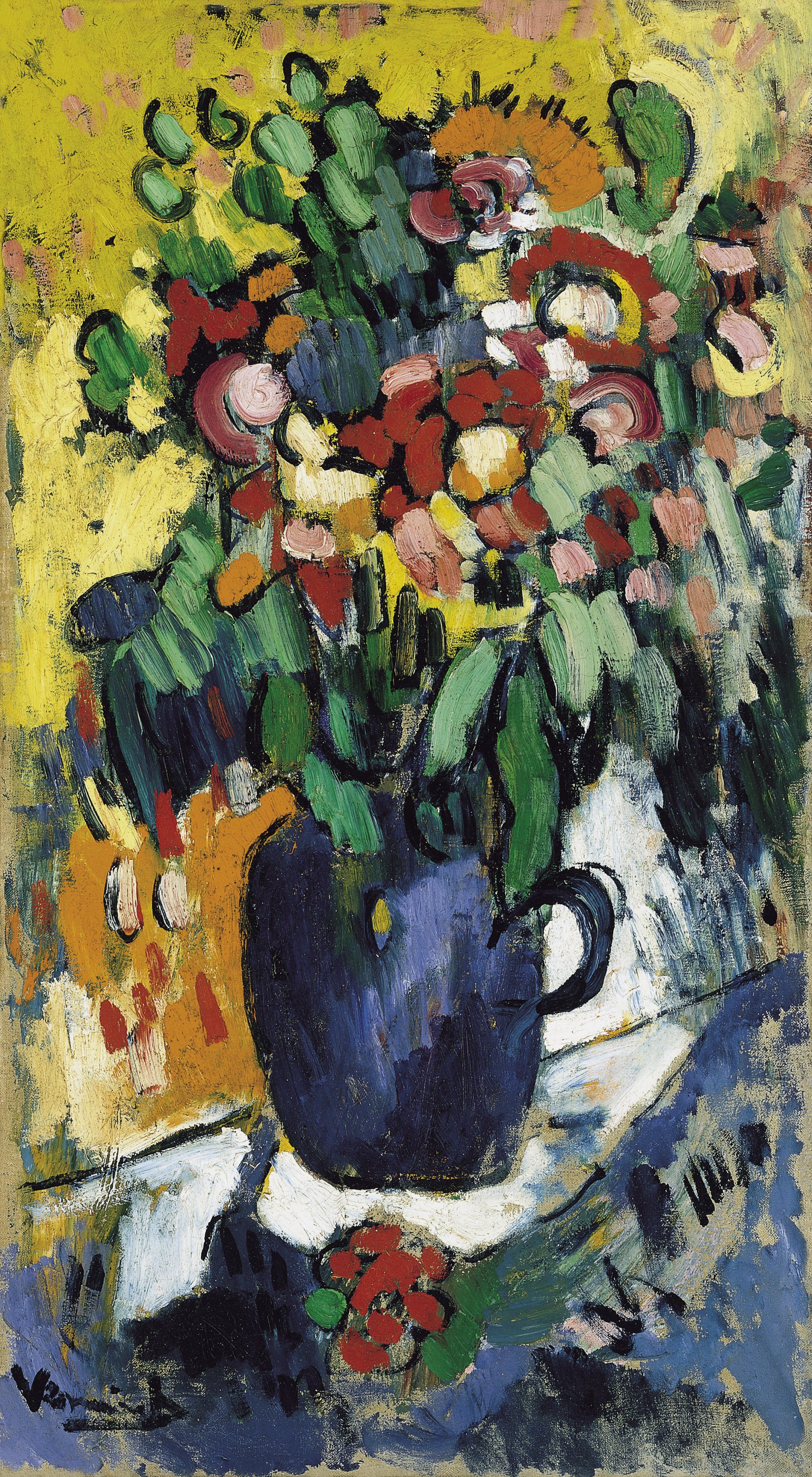 VLAMINCK MAURICE DE. Jarrón azul con flores