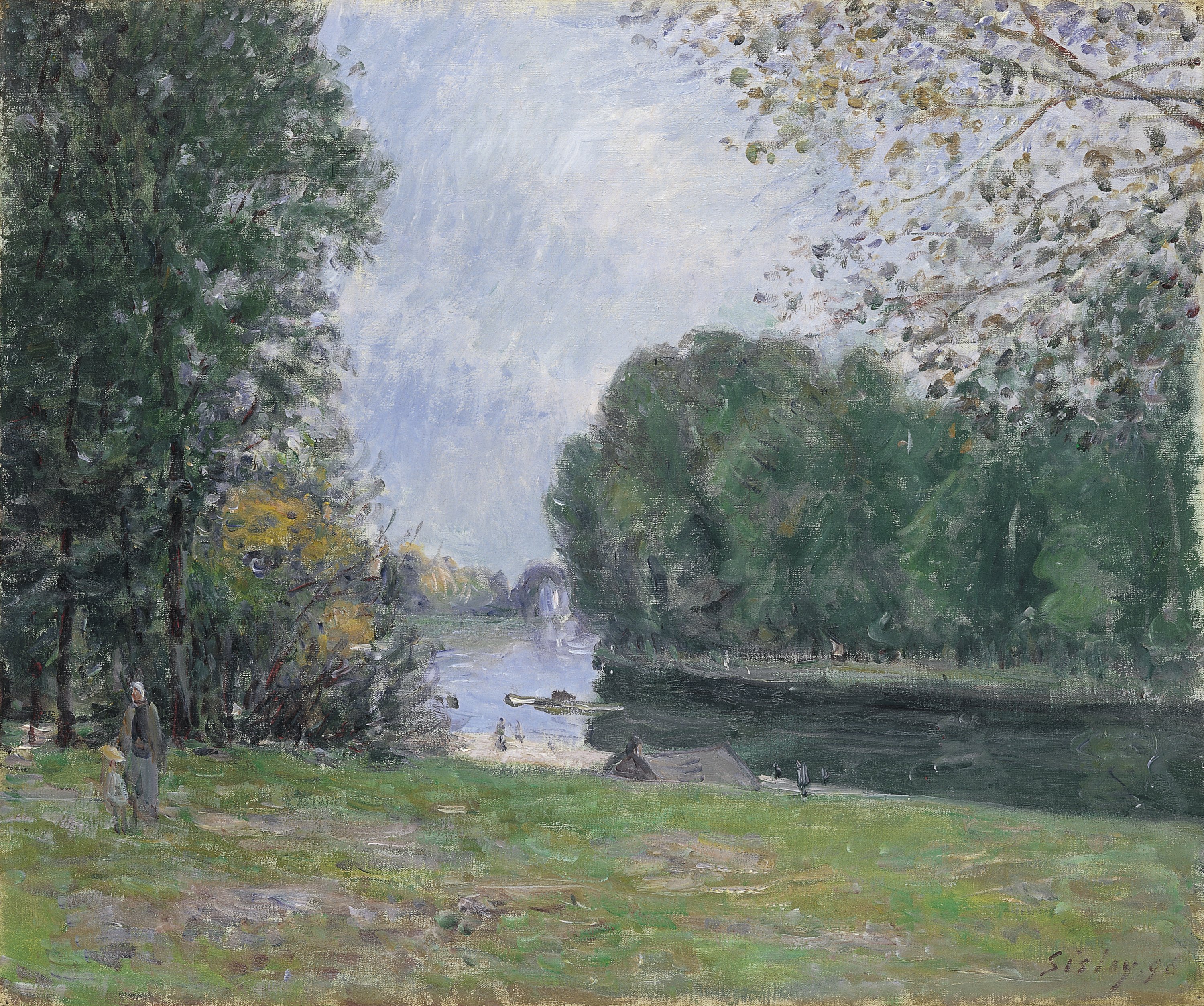 SISLEY ALFRED .Meandro en el río Loing. Verano