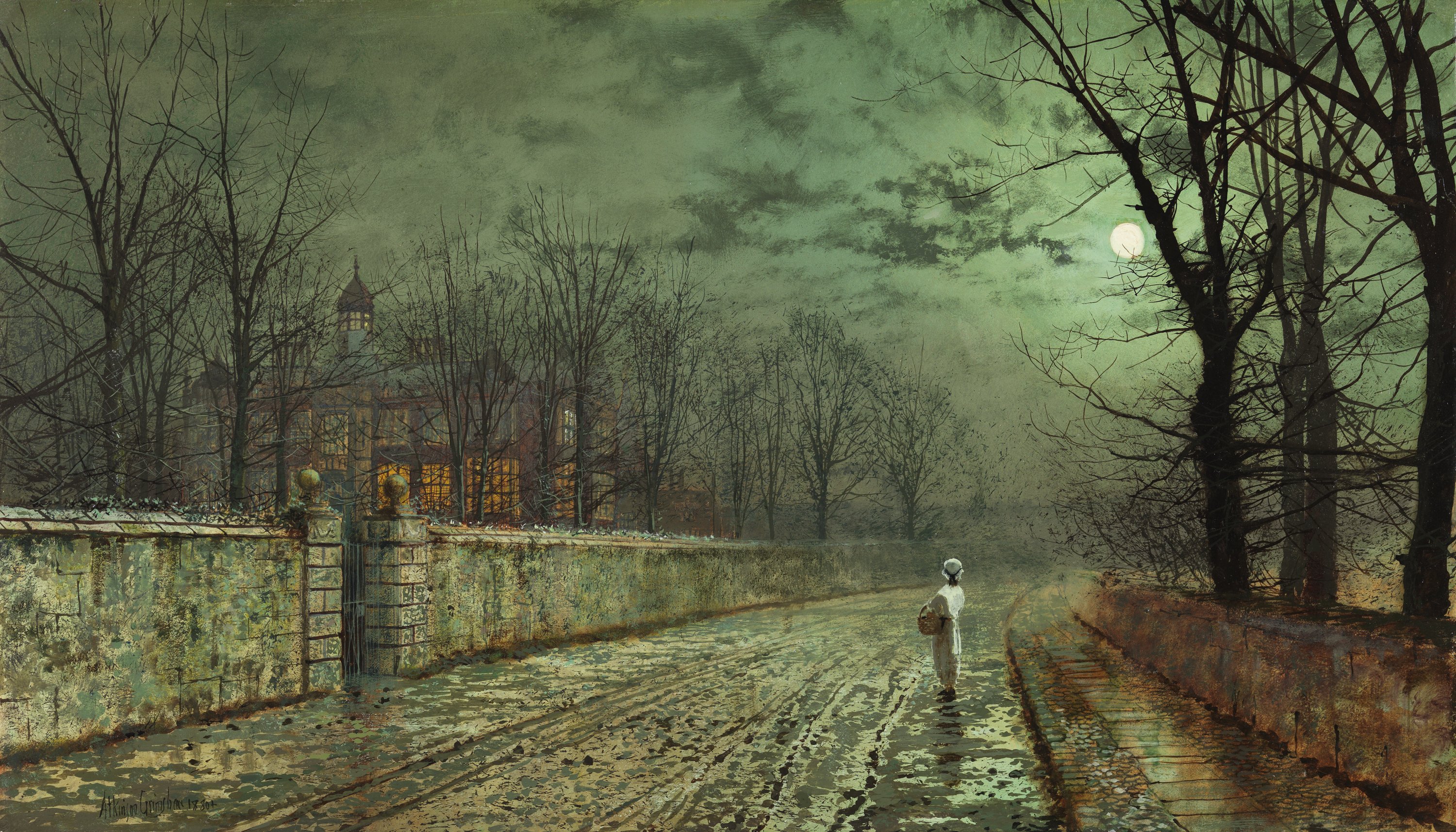 John Atkinson Grimshaw. Noche con luna.