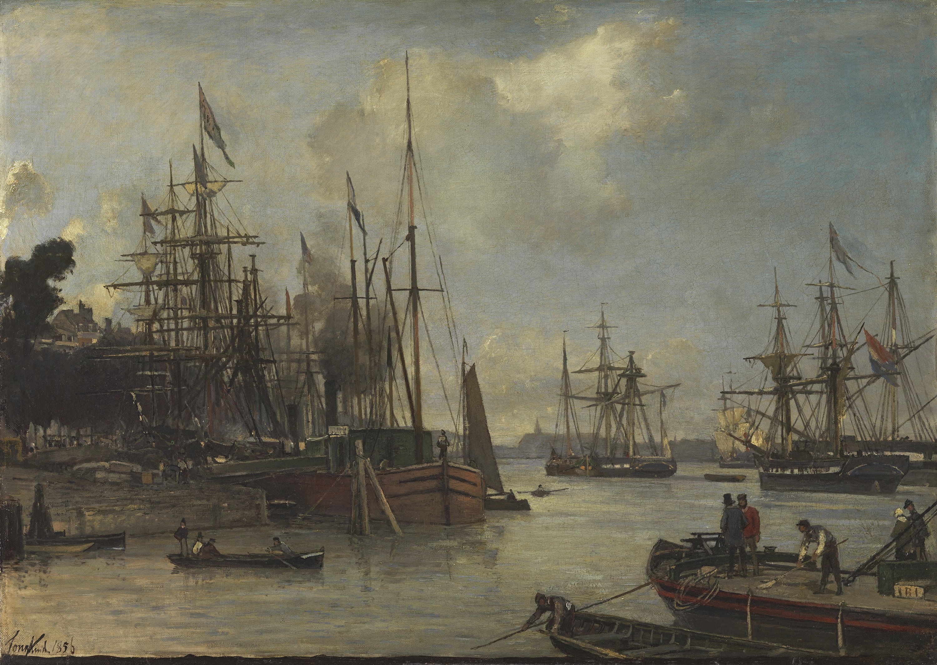 Vista del puerto en Rotterdam. Johan Barthold Jongkind