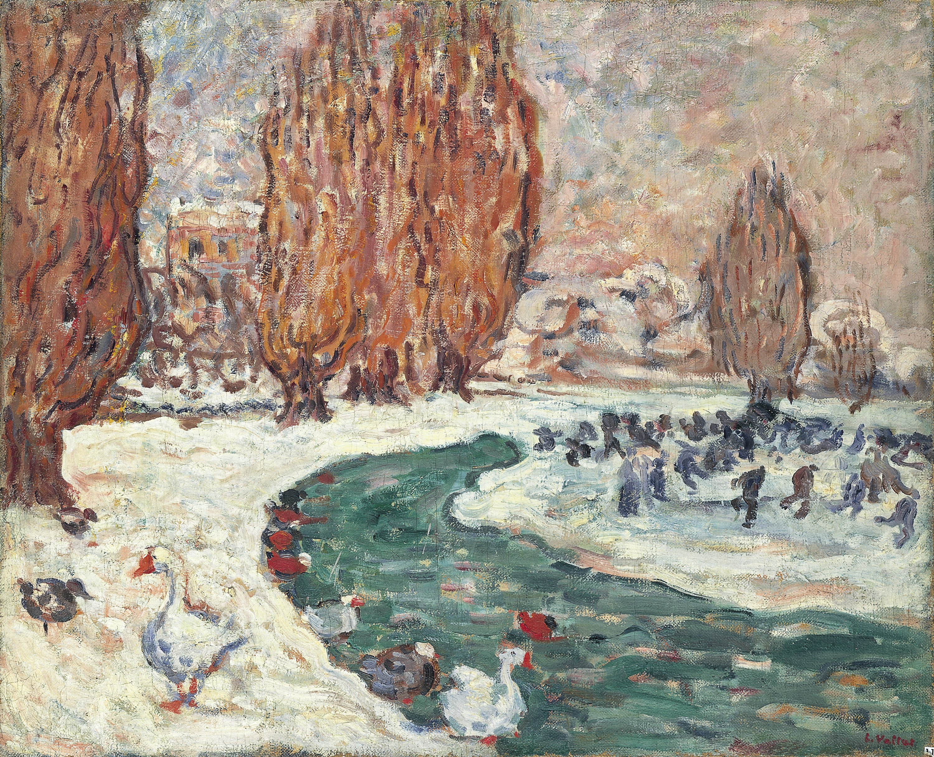 Skaters in Winter (The Garden of the Petit Trianón in Versailles) (?). Patinadores en invierno (El jardín del Pequeño Trianón en Versalles) (?), c. 1900