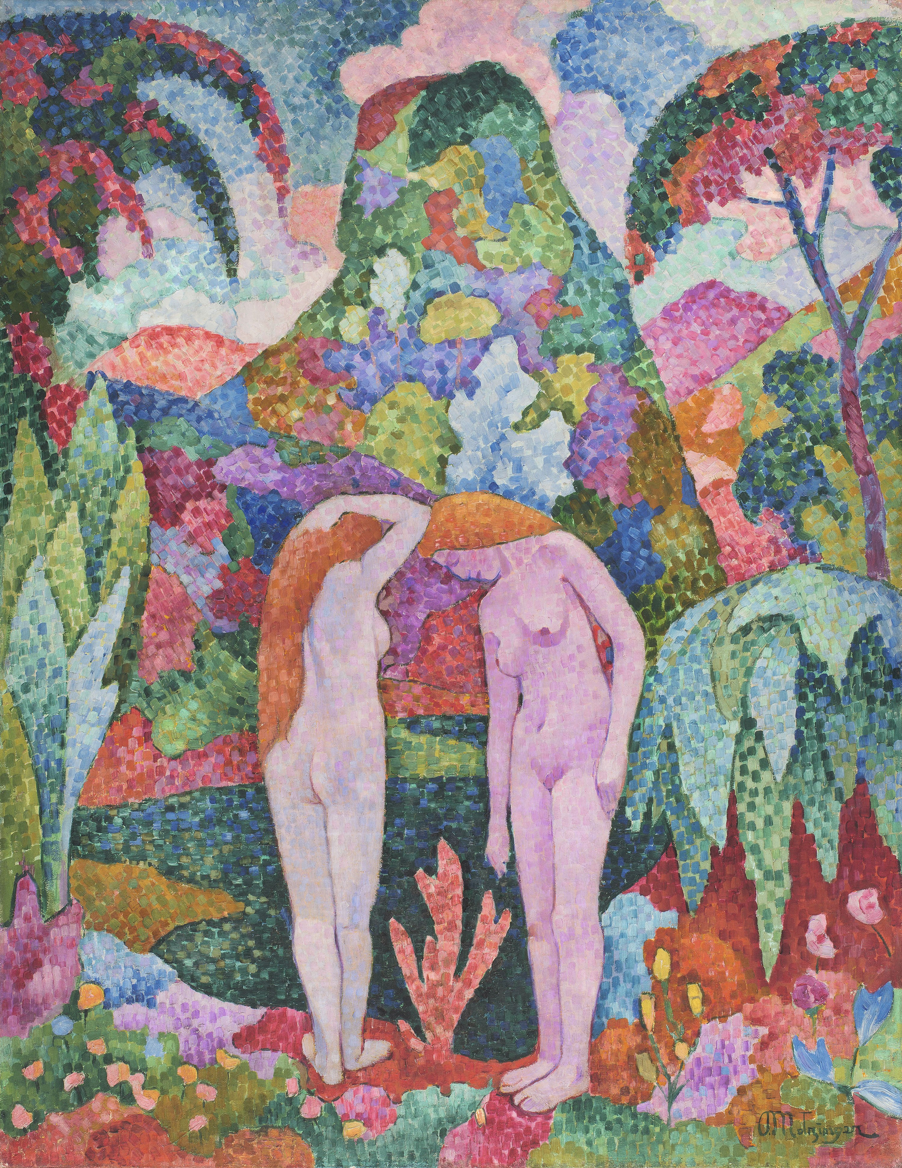Bañistas. Dos desnudos en un paisaje exótico. Jean Metzinger