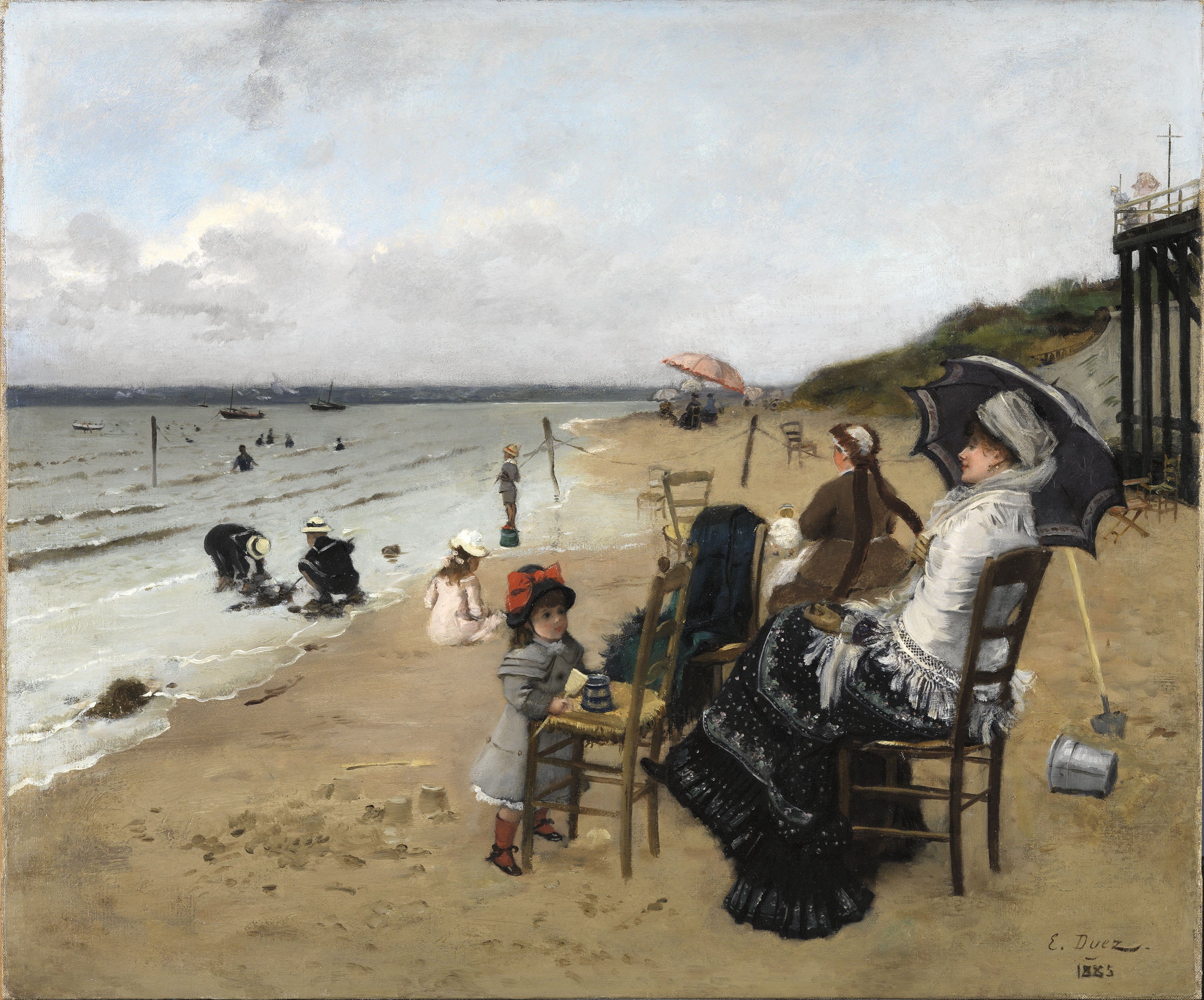 Madre e hija en la playa. Ernest-Ange Duez