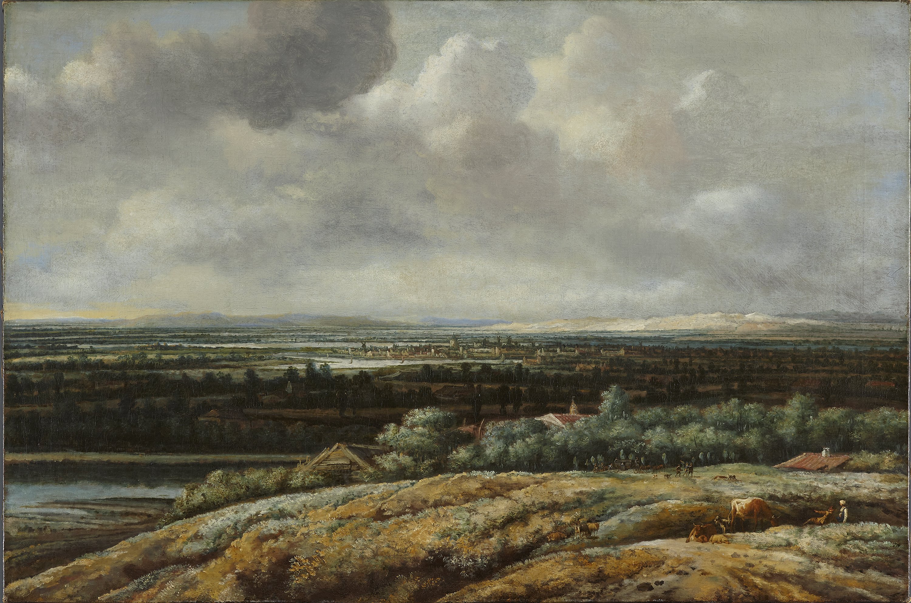 Vista panorámica con ciudad al fondo. Philips Koninck