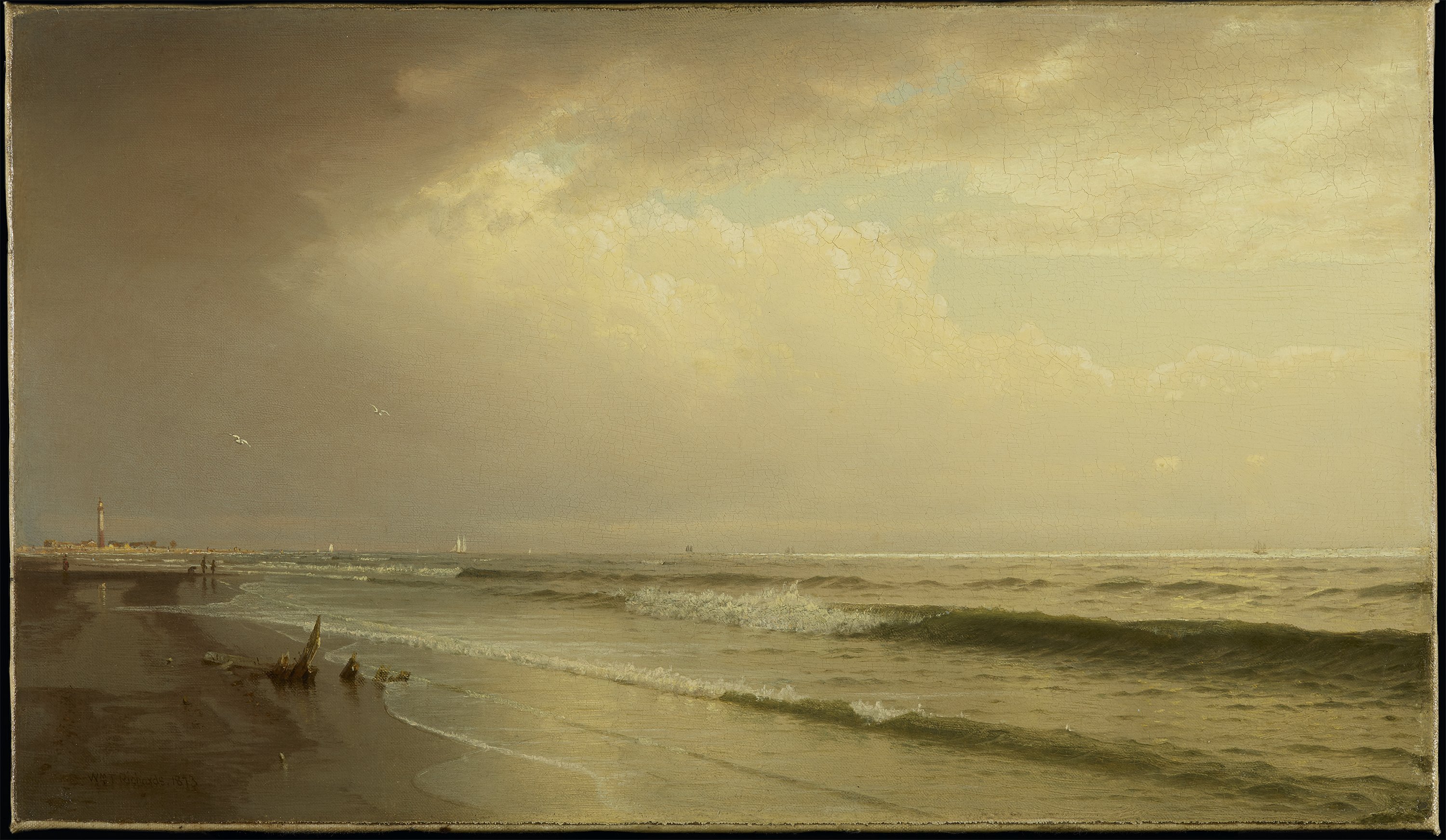 Seascape with Distant Lighthouse, Atlantic City, New Jersey. Marina con faro, Atlantic City, New Jersey, 1873