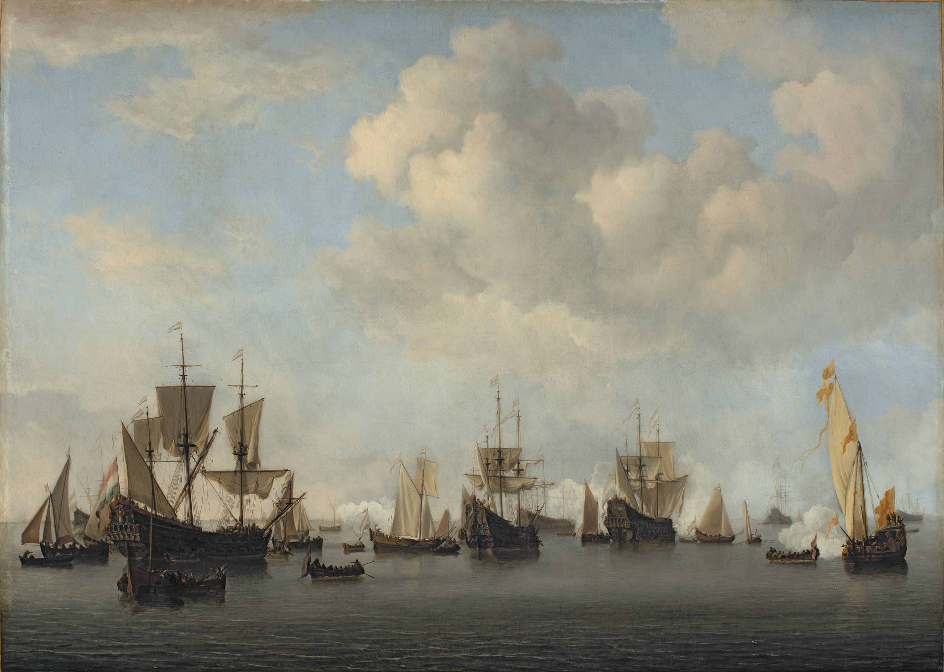 La flota de la Armada holandesa en Goeree. Willem van de Velde ii