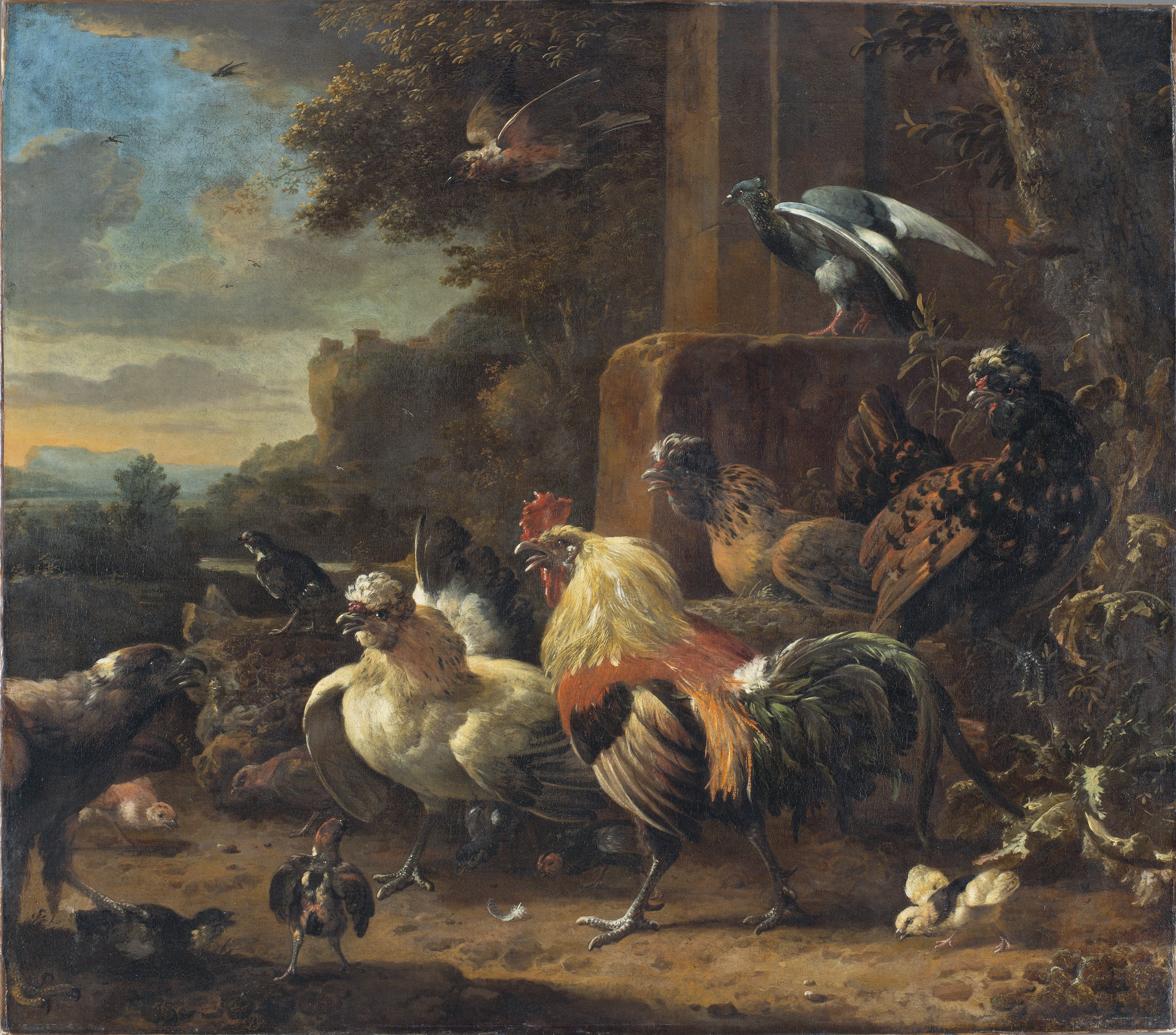 Paisaje con aves de corral. Melchior de Hondecoeter