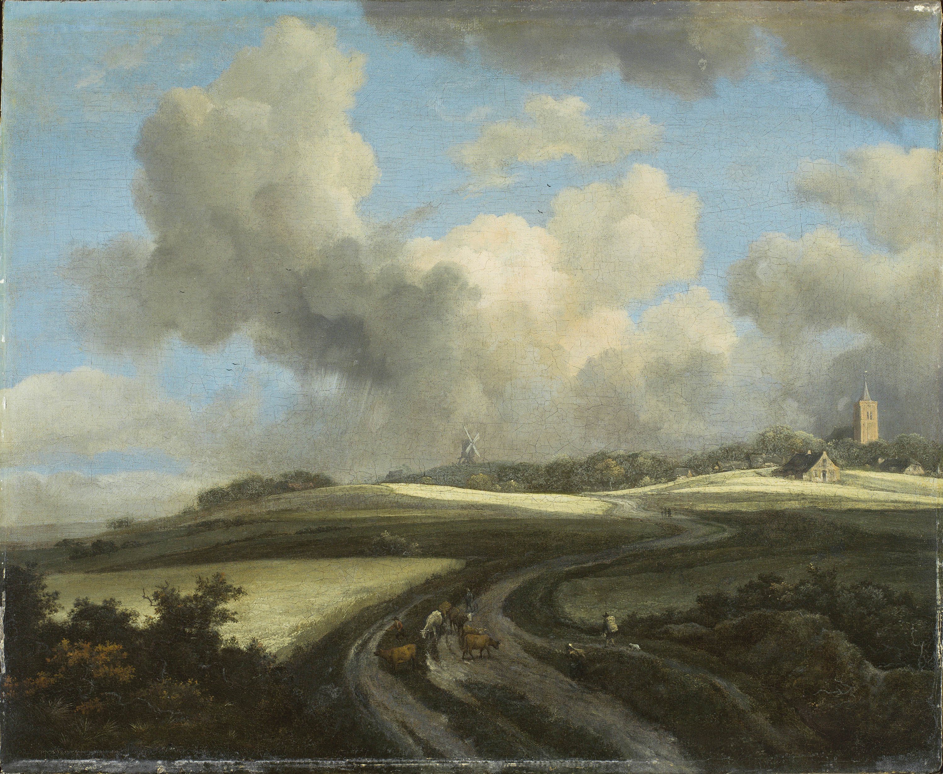 Jacob Isaacksz. van Ruisdael.  Road trough Grain Fields near the Zuider Zee