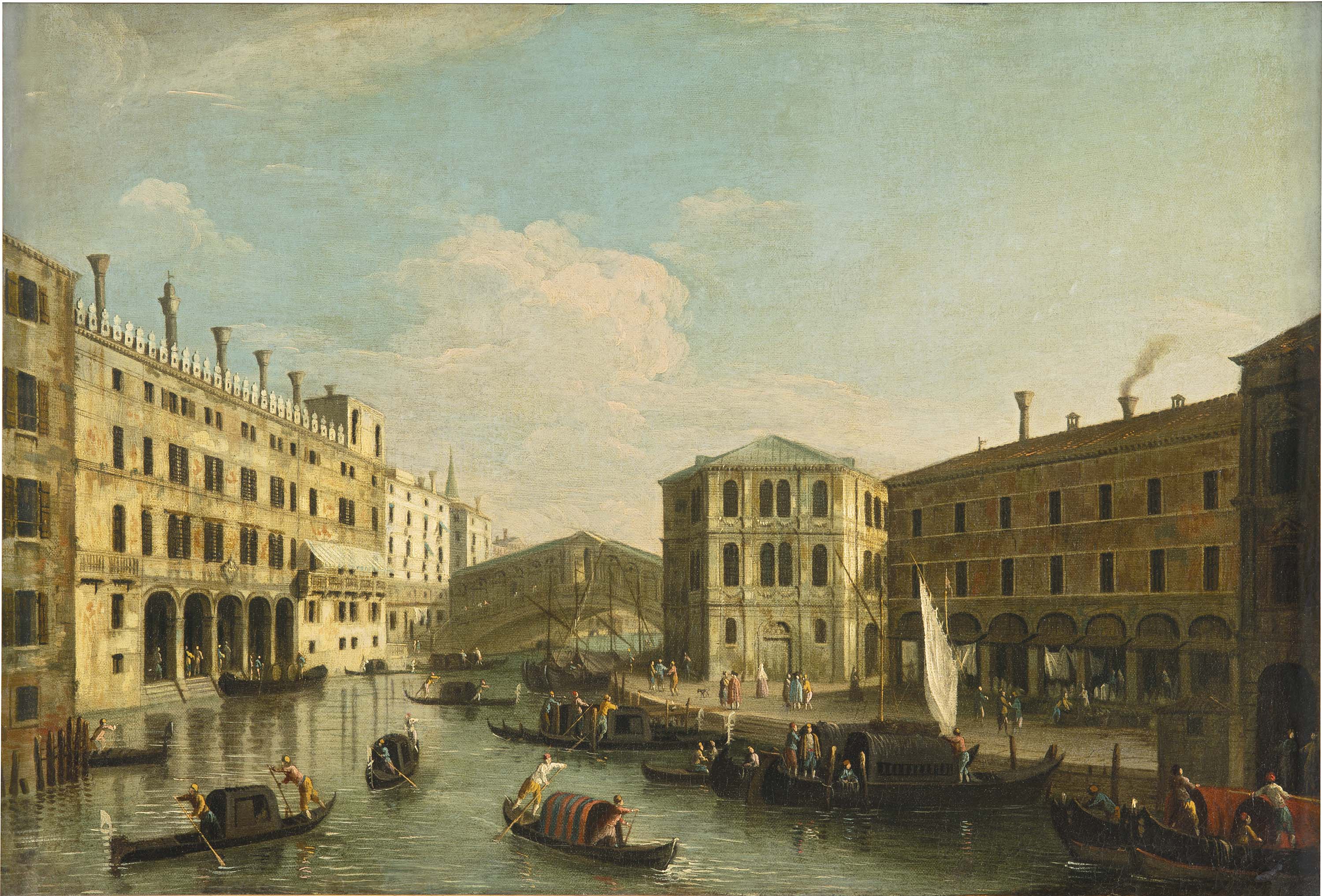 The Grand Canal and the Rialto Bridge, Venice, from the North. El Gran Canal y puente de Rialto, Venecia, vistos desde el norte, c. 1740-1745