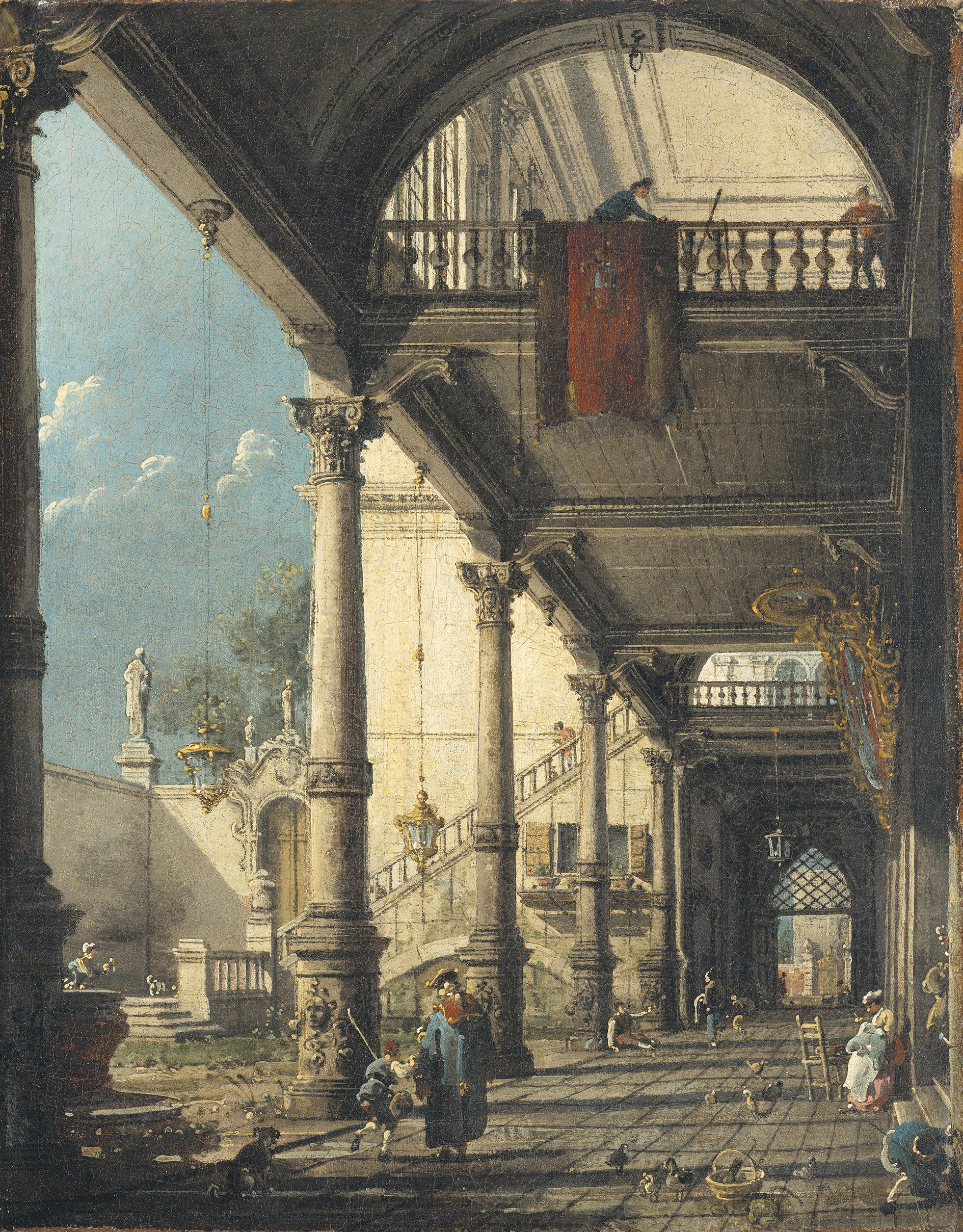 Capriccio with Colonnade in the Interior of a Palace. Capricho con columnata en el interior de un palacio, c. 1765