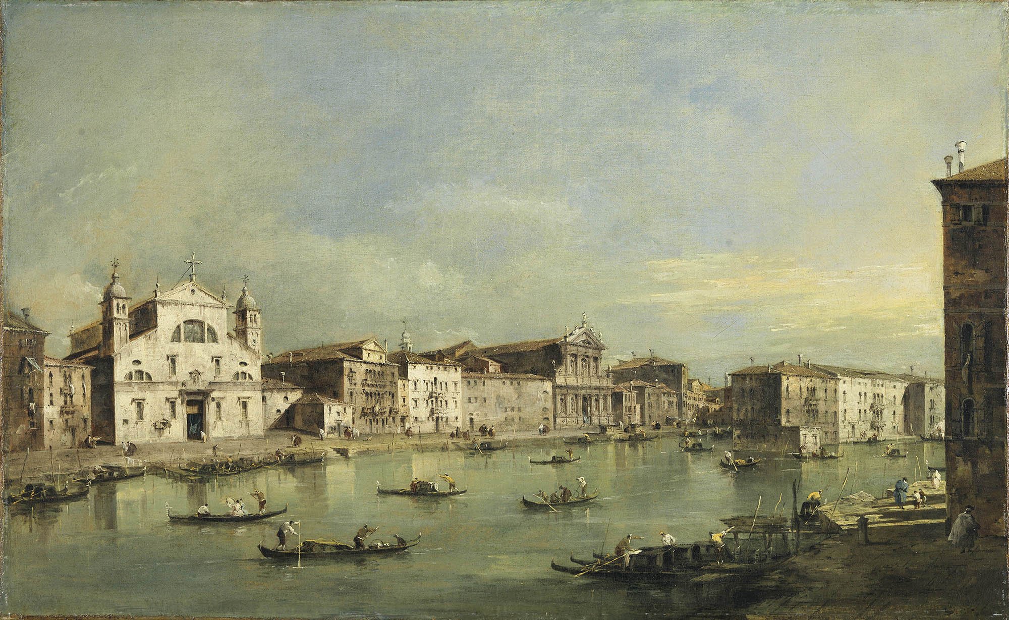 The Grand Canal with Santa Lucia and Santa Maria di Nazareth. El Gran Canal con Santa Lucia y Santa María di Nazareth, c. 1780
