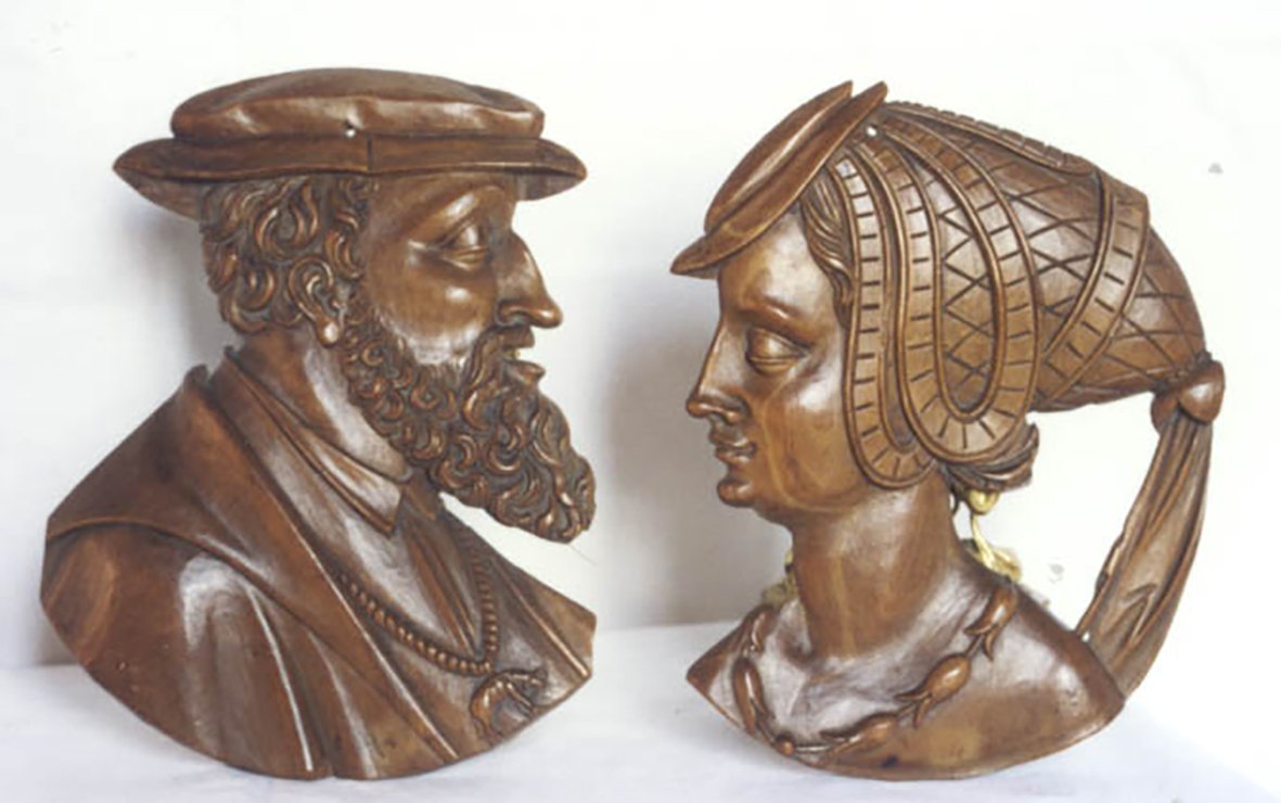 El emperador Carlos V e Isabel de Portugal (?). Anónimo ALEMÁN activo en Asburgo h. 1600 (según modelos de hacia 1540-1550)