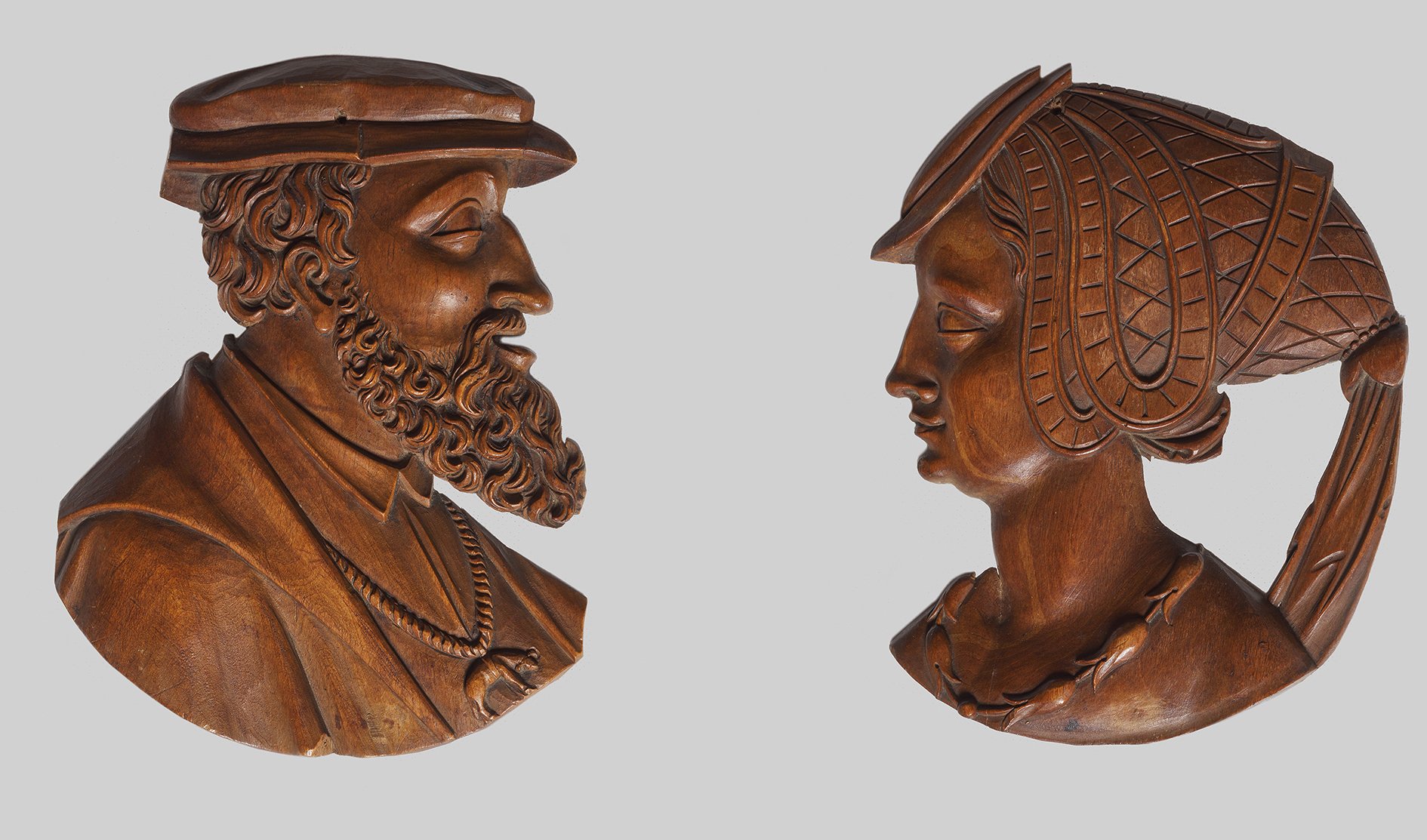 El emperador Carlos V e Isabel de Portugal (?). Anónimo ALEMÁN activo en Asburgo h. 1600 (según modelos de hacia 1540-1550)