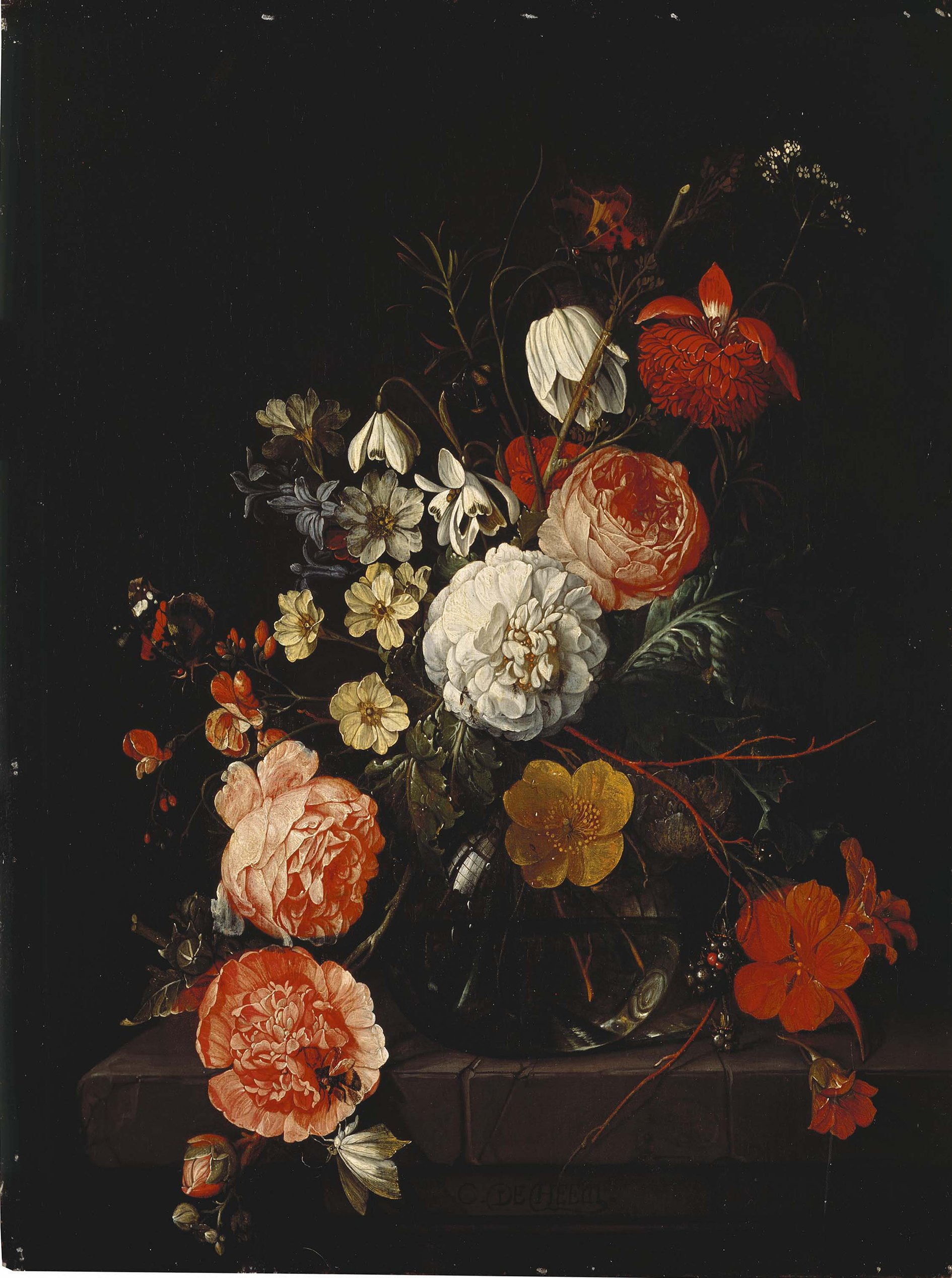 Cornelis Jansz. de Heem, Flores en un jarrón de cristal Cornelis Jansz. de Heem, Flores en un jarrón de cristal