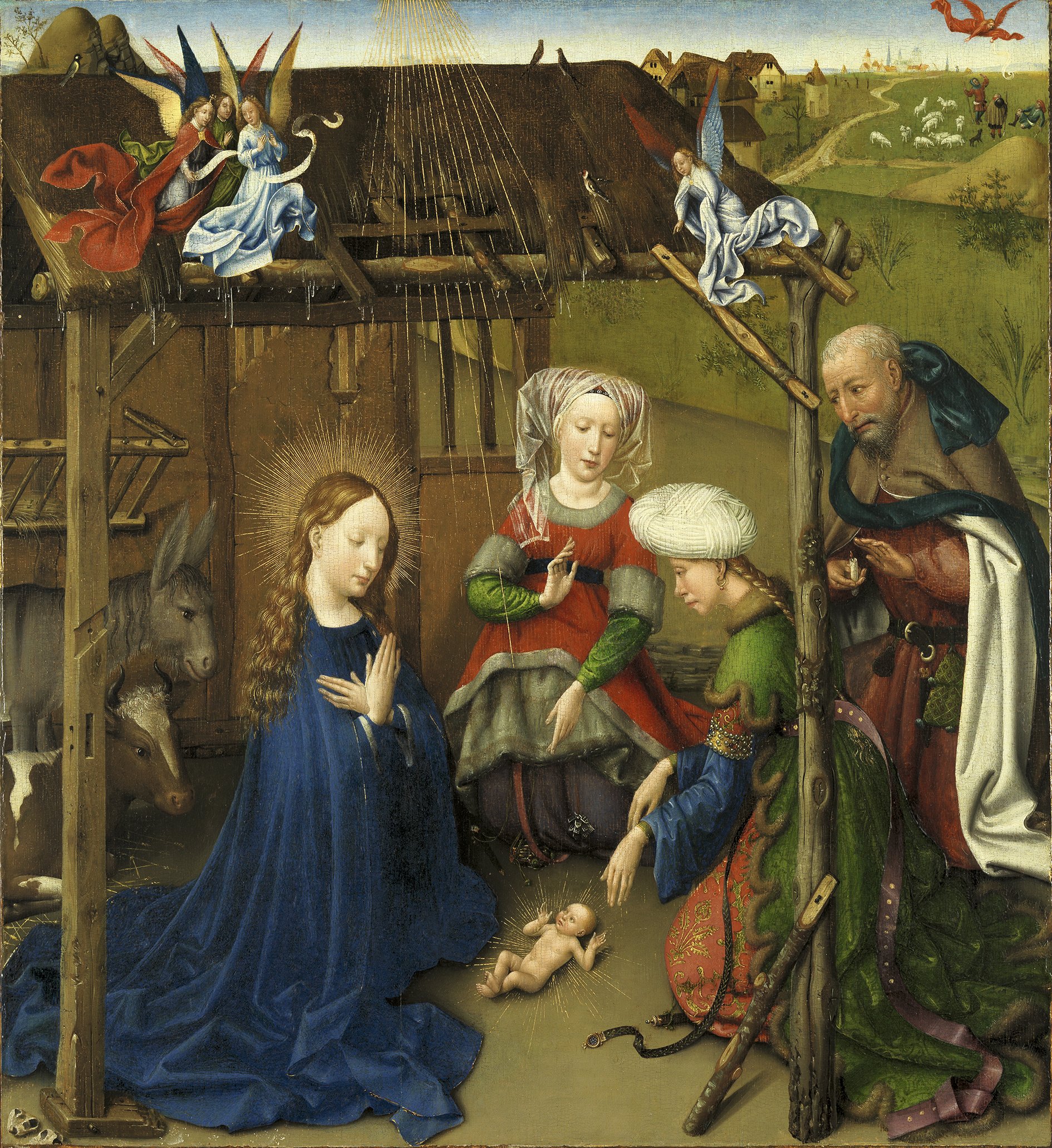 La Adoración del Niño. Jacques Daret