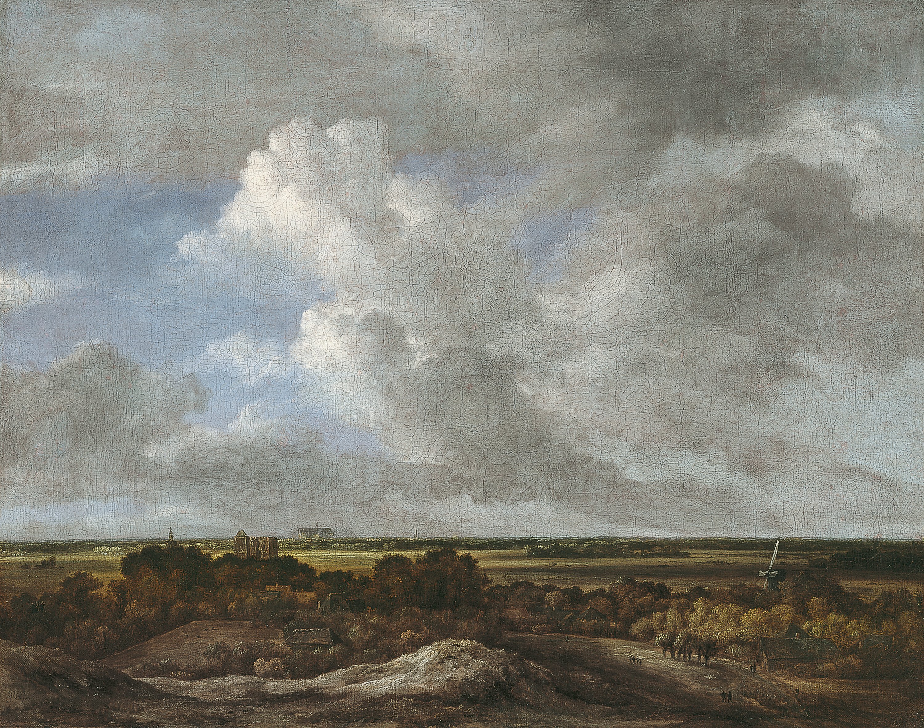 View Inland from the Coastal Dunes. Vista de tierra adentro desde las dunas costeras, c. 1670