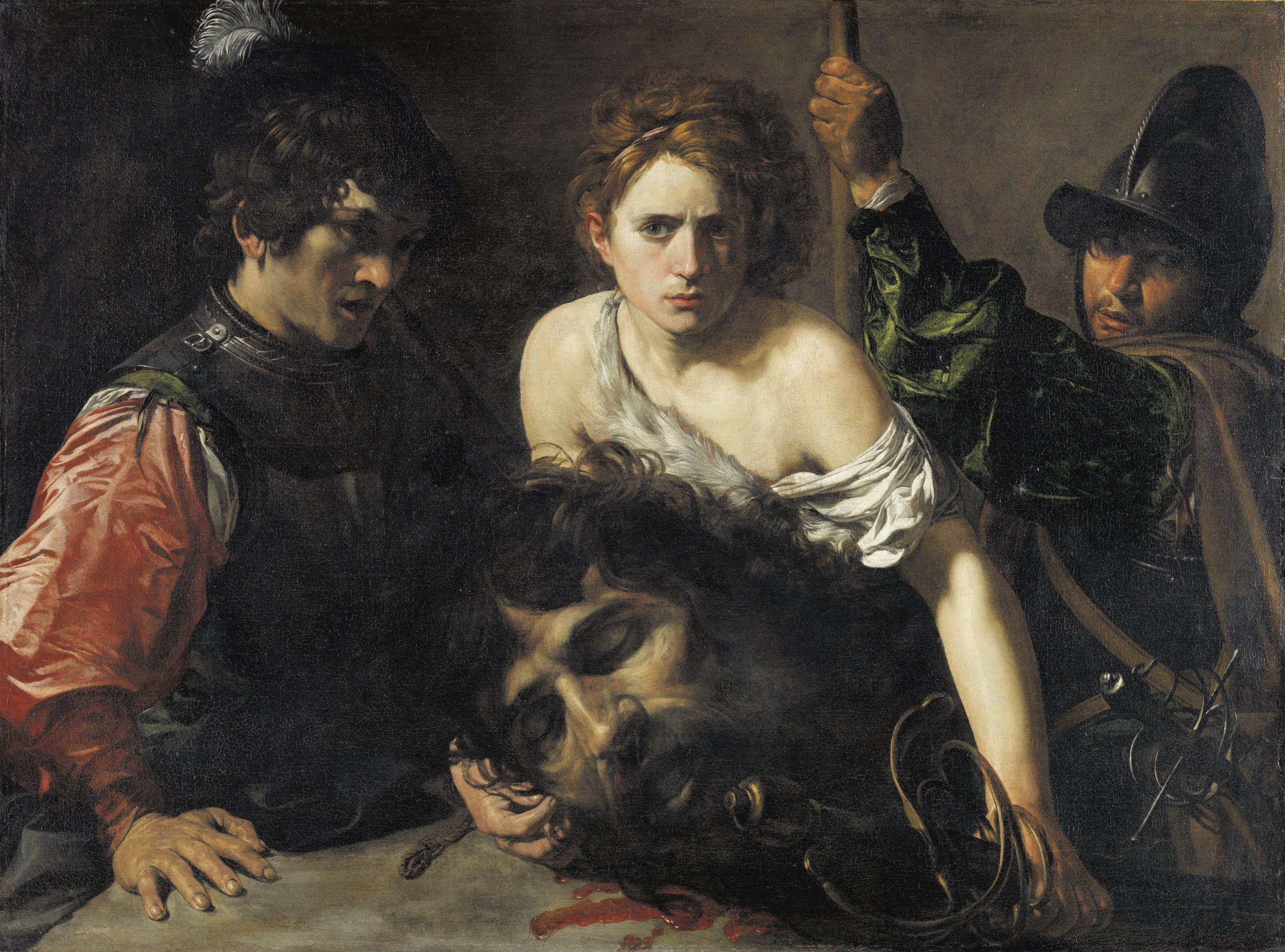 David con la cabeza de Goliat y dos soldados. Valentin DE BOULOGNE