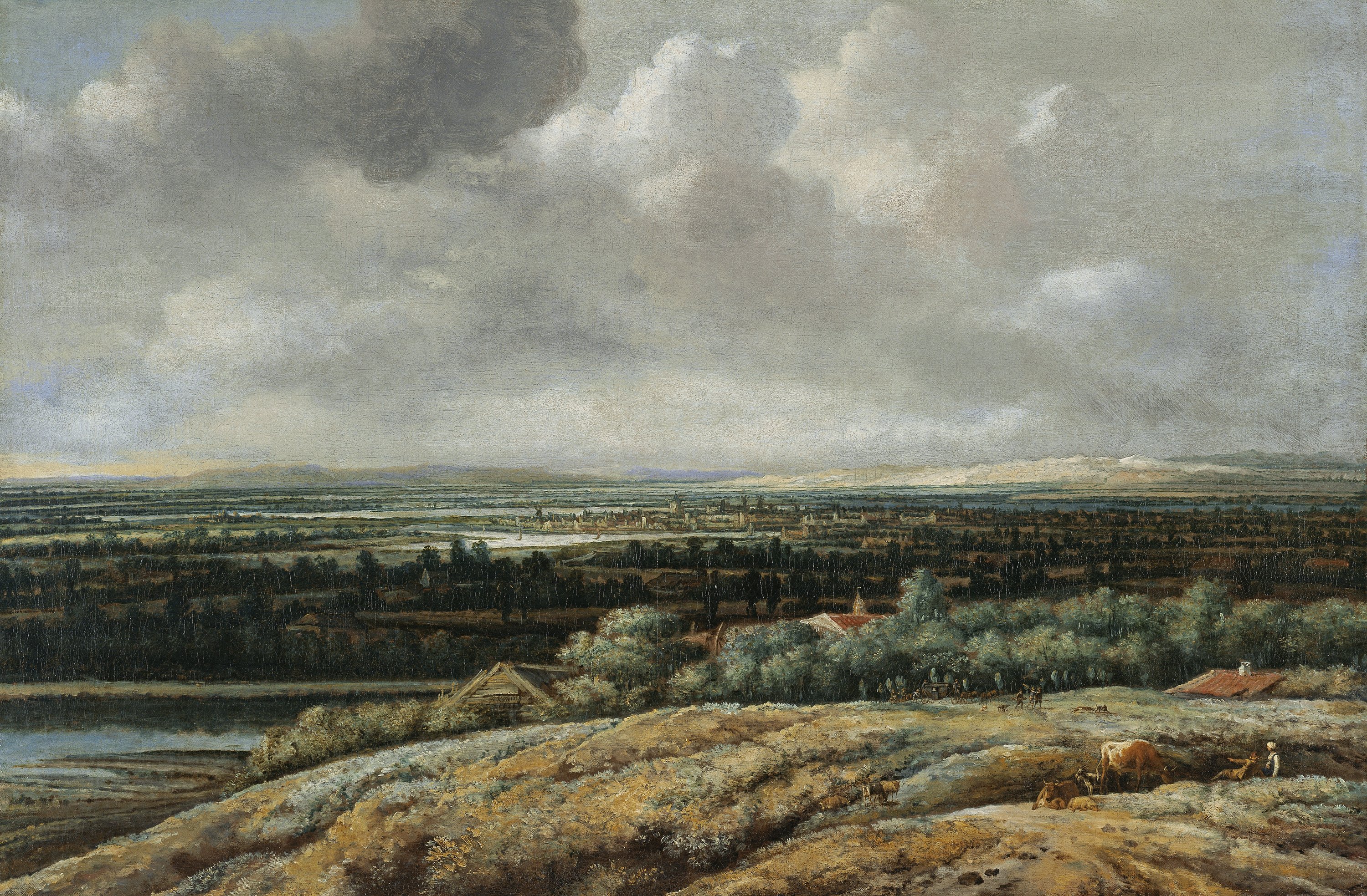 Panoramic Landscape with a City in the Background. Vista panorámica con ciudad al fondo, 1655