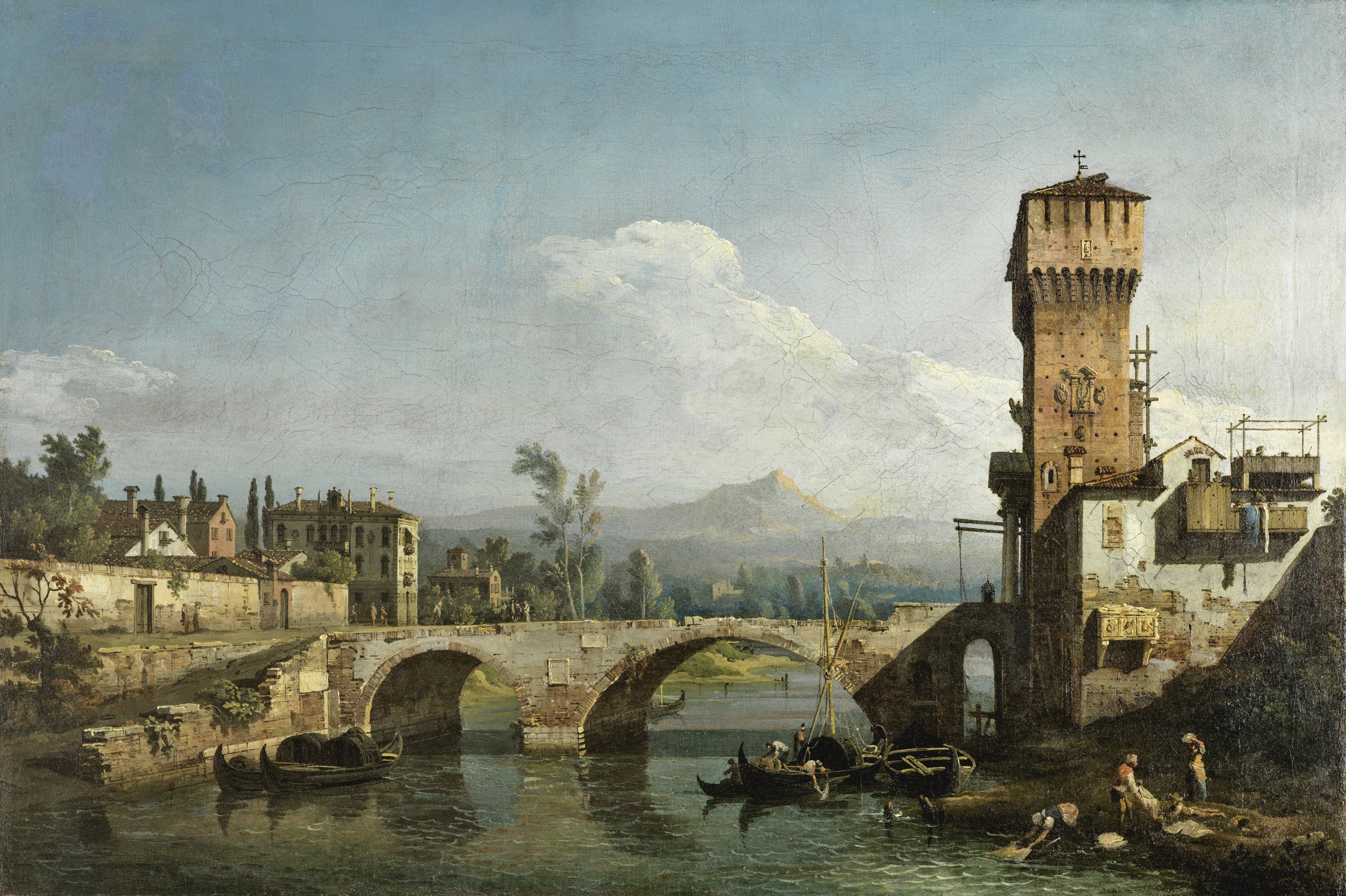 Capriccio with a River and Bridge. Capricho con río y puente, c. 1745