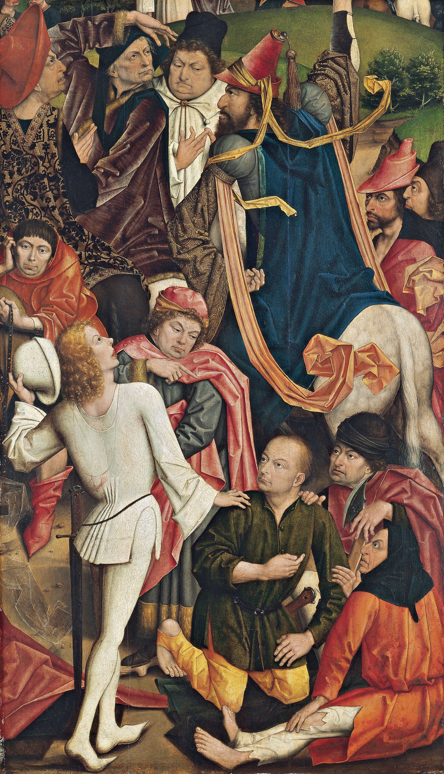 Knights and Soldiers playing Dice for Christ's Robe. Caballeros y soldados jugando a los dados la capa de Cristo, 1477-1478