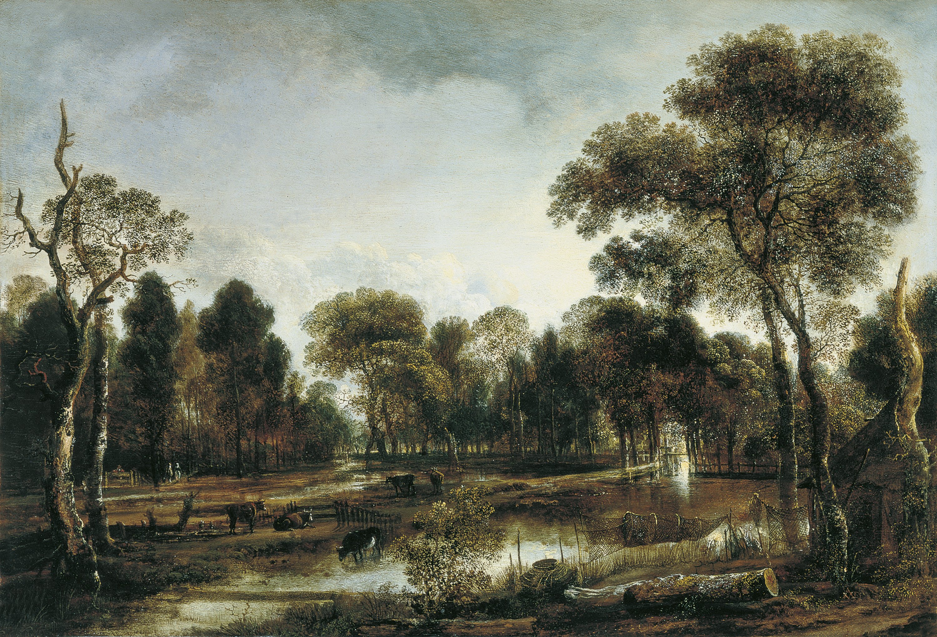 Bosque con un río. Aert van der Neer