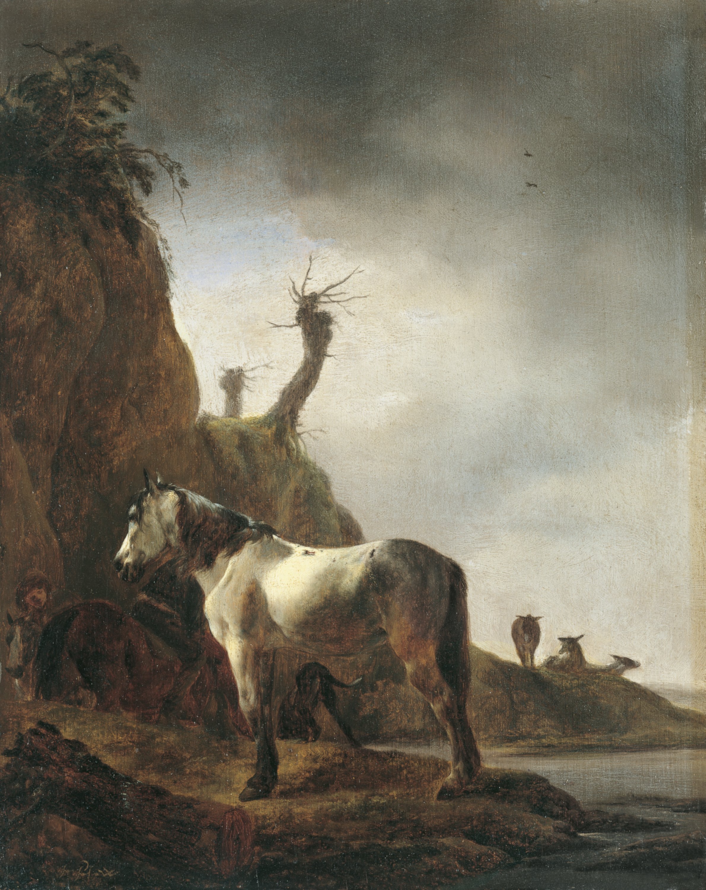 White Horse on a River Bank. Caballo blanco a la orilla de un río, antes de 1646