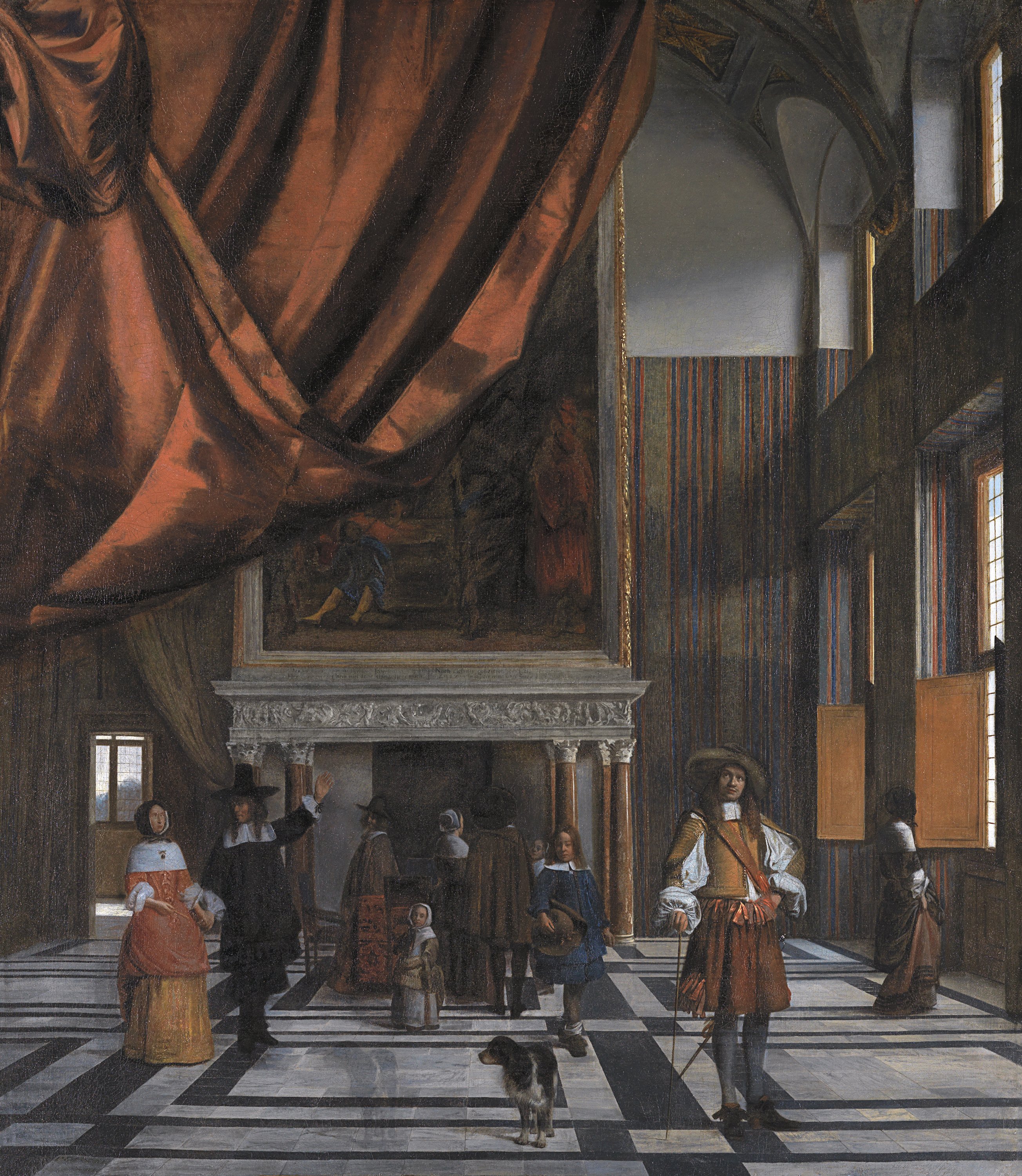 Interior of the Council Chamber of Amsterdam Town Hall . La sala del concejo del Ayuntamiento de Amsterdam, c. 1663-1665 