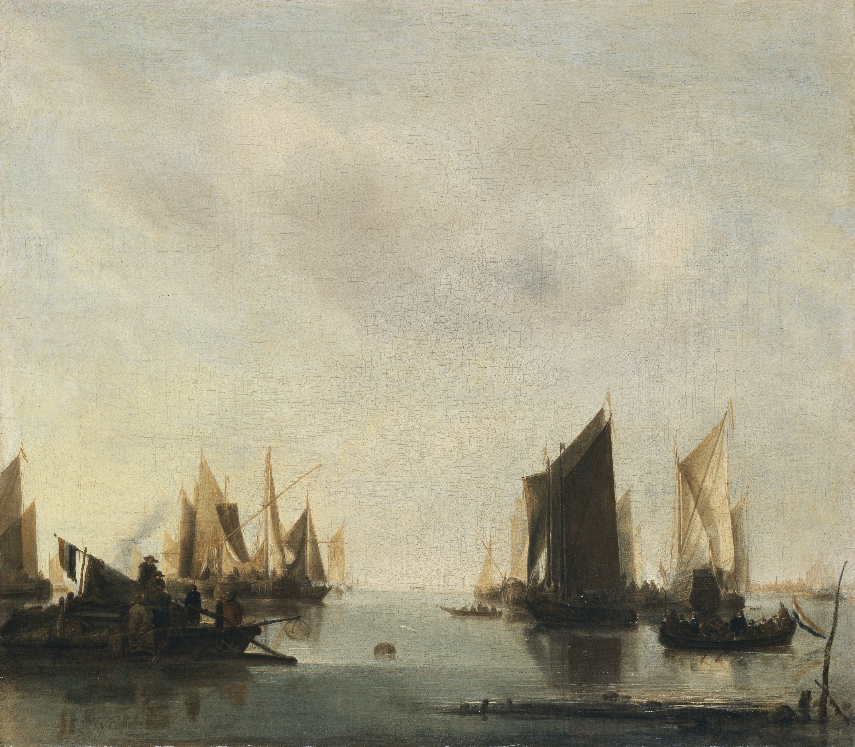 Coastal Scene with Sailing Vessels. Marina con Veleros, 1655-1660
