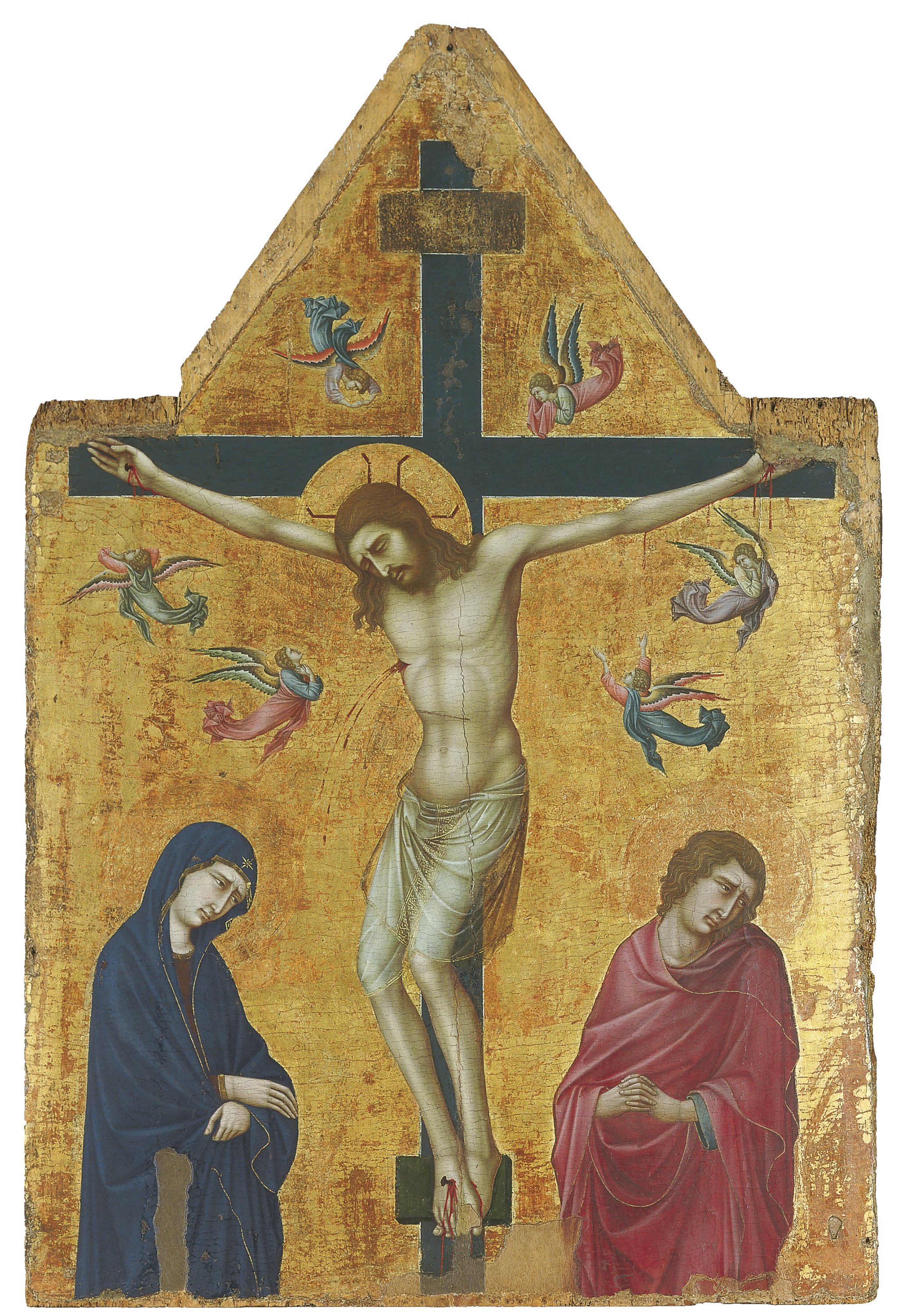 La Crucifixión con la Virgen, san Juan y ángeles. Ugolino DI NERIO (Ugolino da Siena)